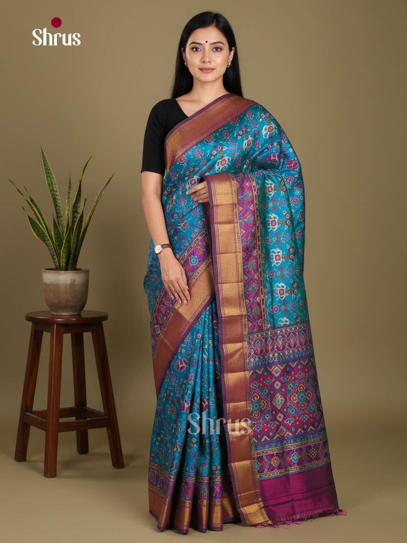 Blue & Purple - Semi Patola Saree