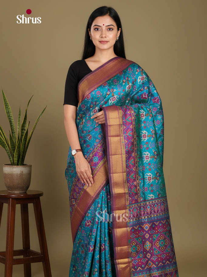 Blue & Purple - Semi Patola Saree