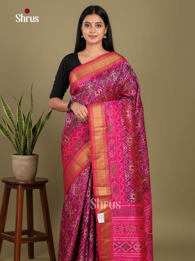 Purple & Pink- Semi Patola Saree - Shop on Shrus.com