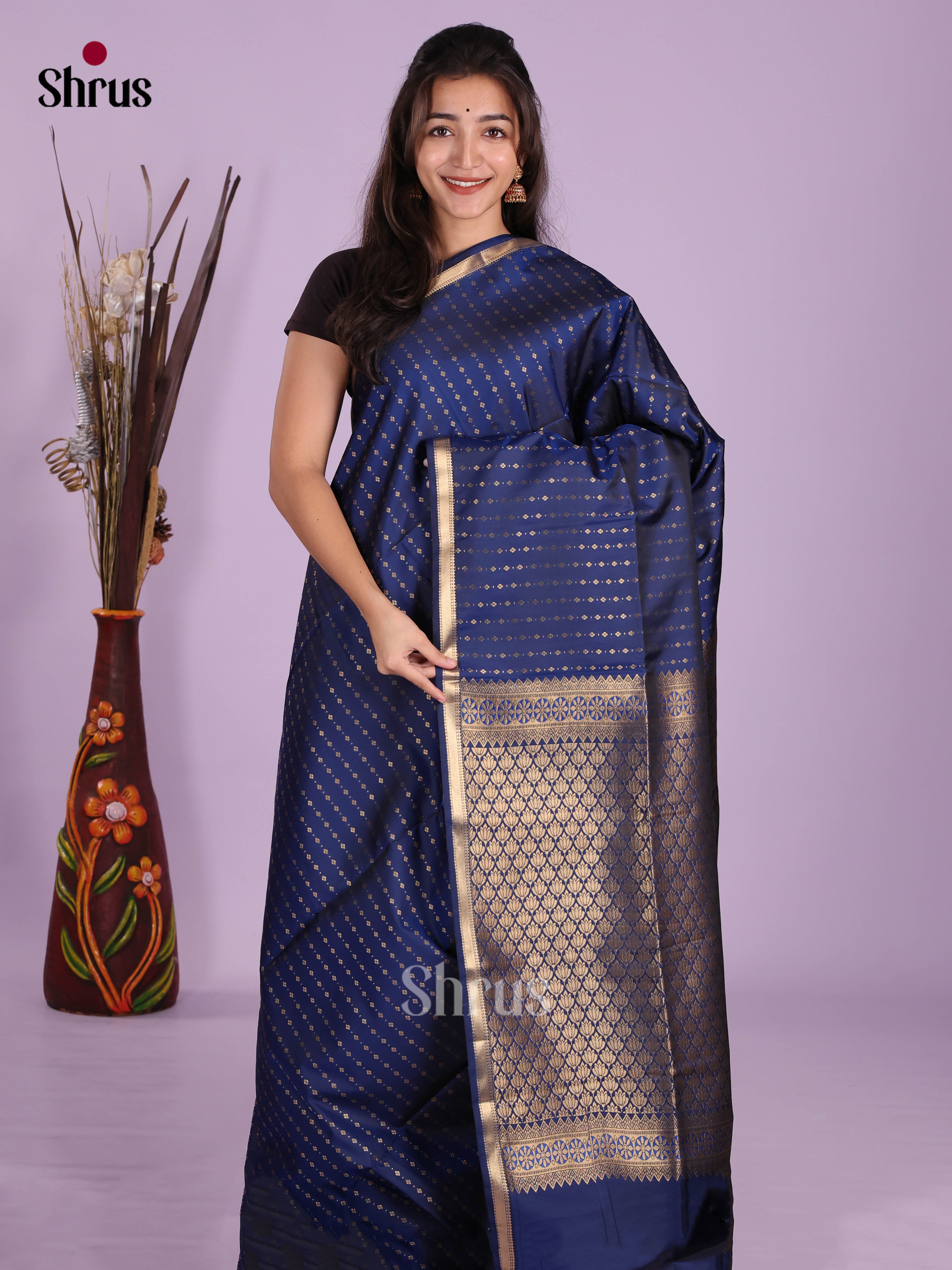 Blue- Semi Softsilk Saree