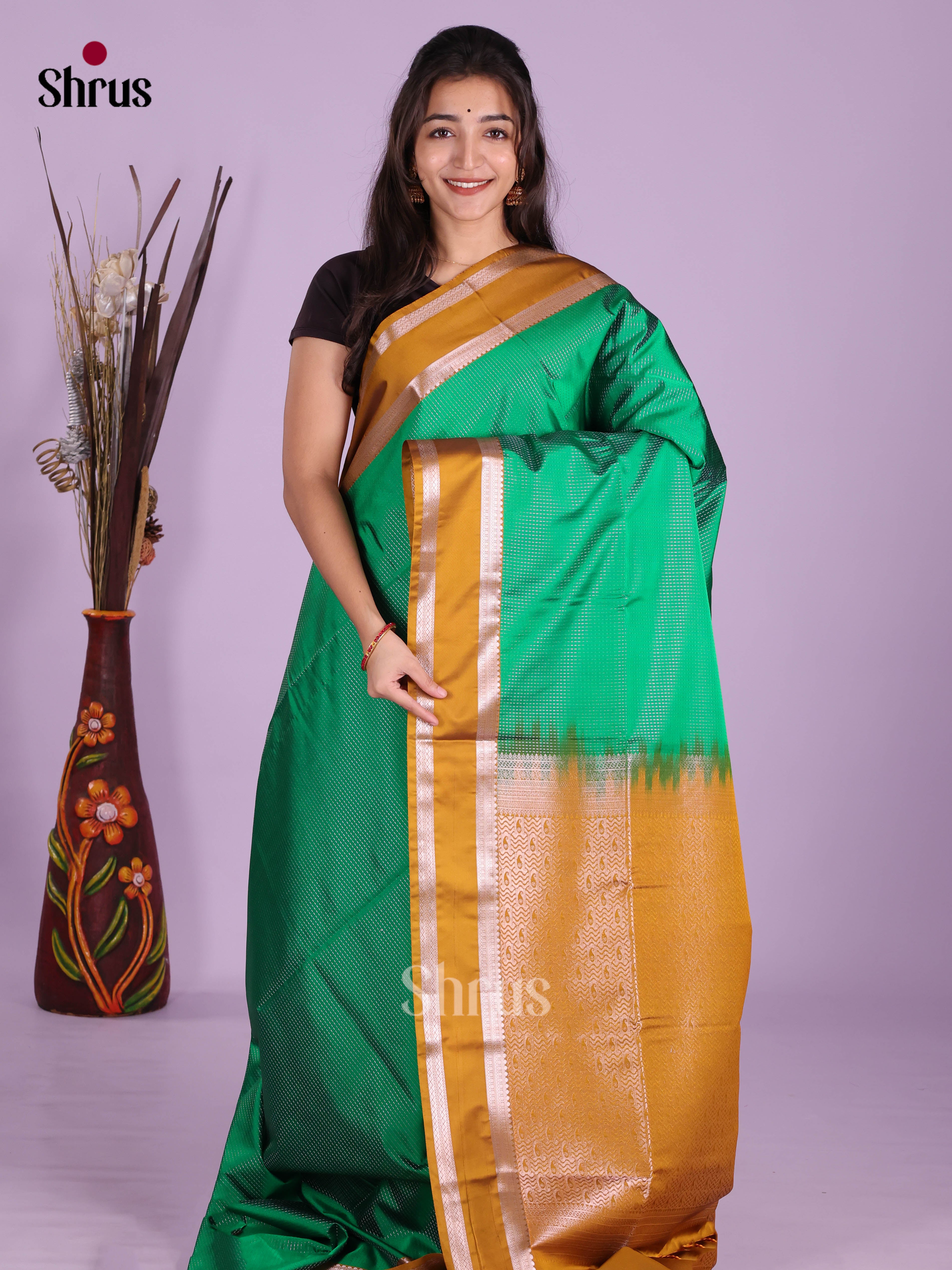 Green & Mustard - Semi Softsilk Saree