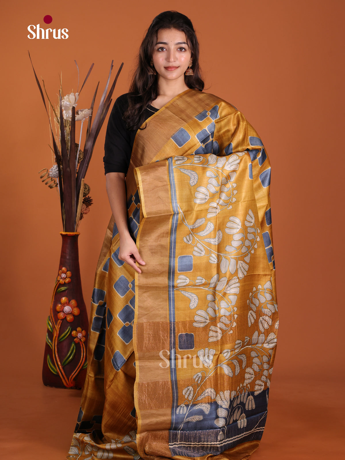 DKS15009 - Printed Tussar Saree