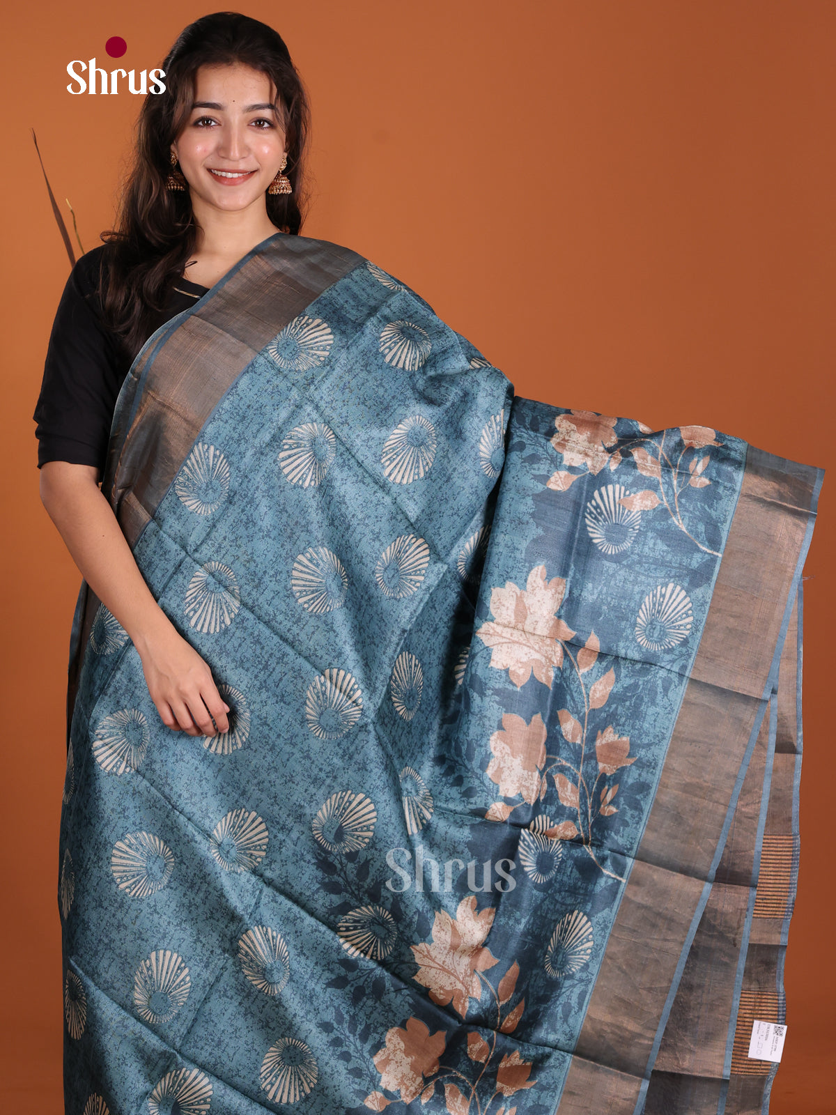 DKS15016 - Printed Tussar Saree
