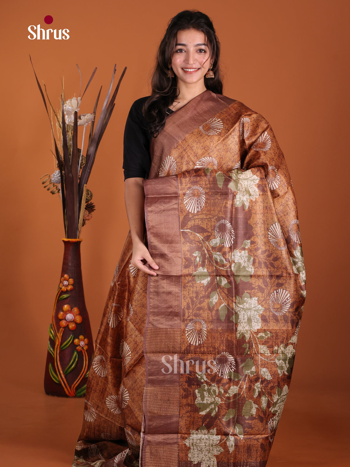 DKS15017 - Printed Tussar Saree