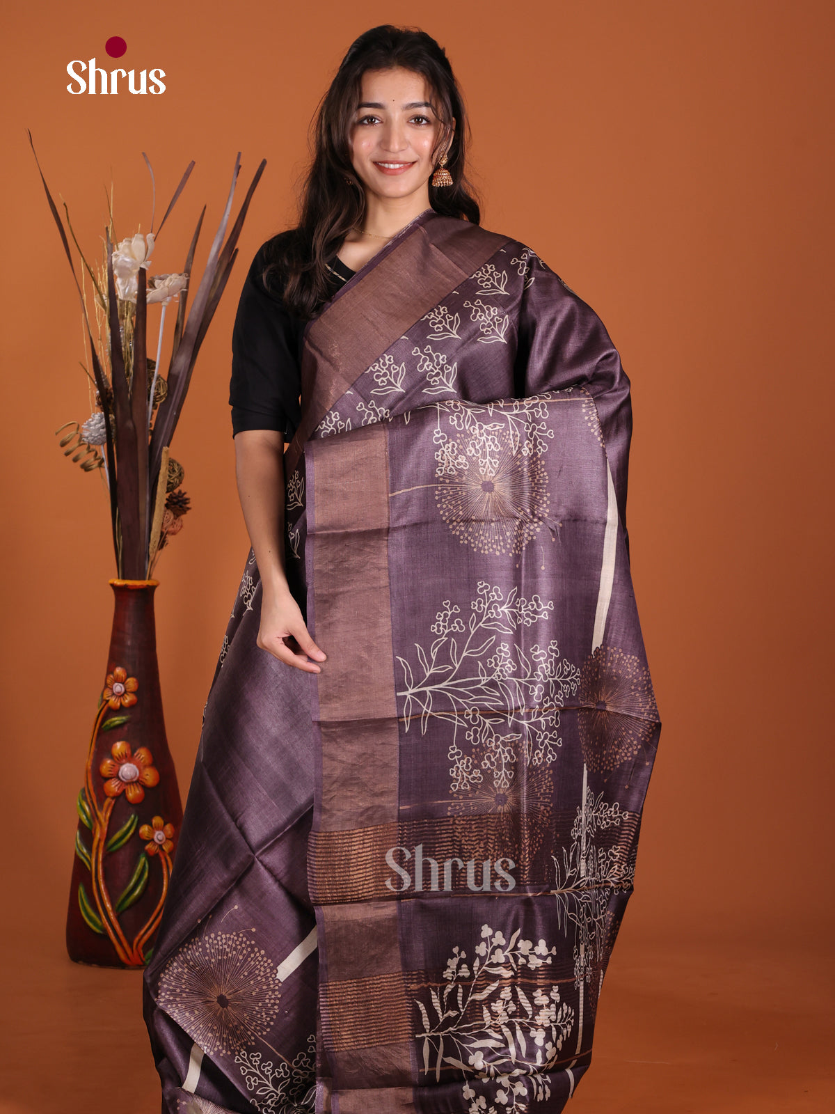 DKS15023 - Printed Tussar Saree
