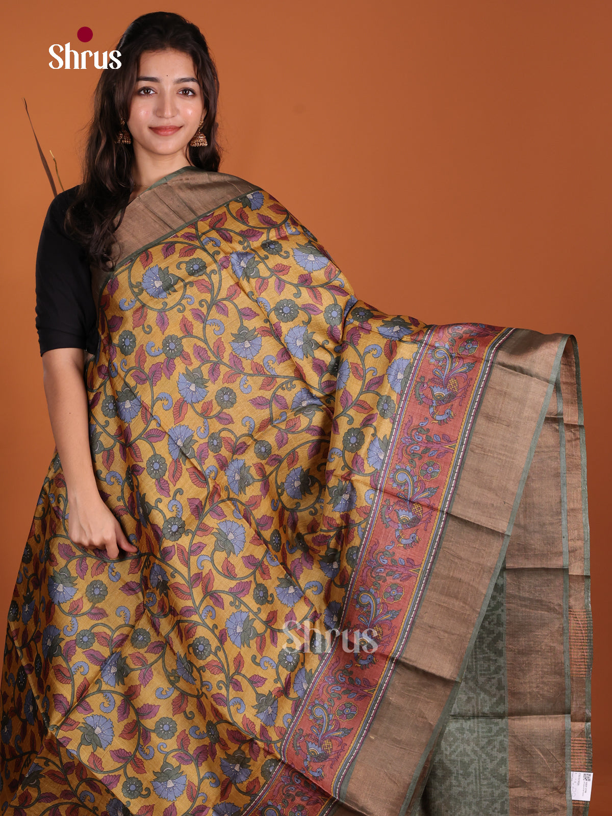 DKS15026 - Printed Tussar Saree - Shop on Shrus.com