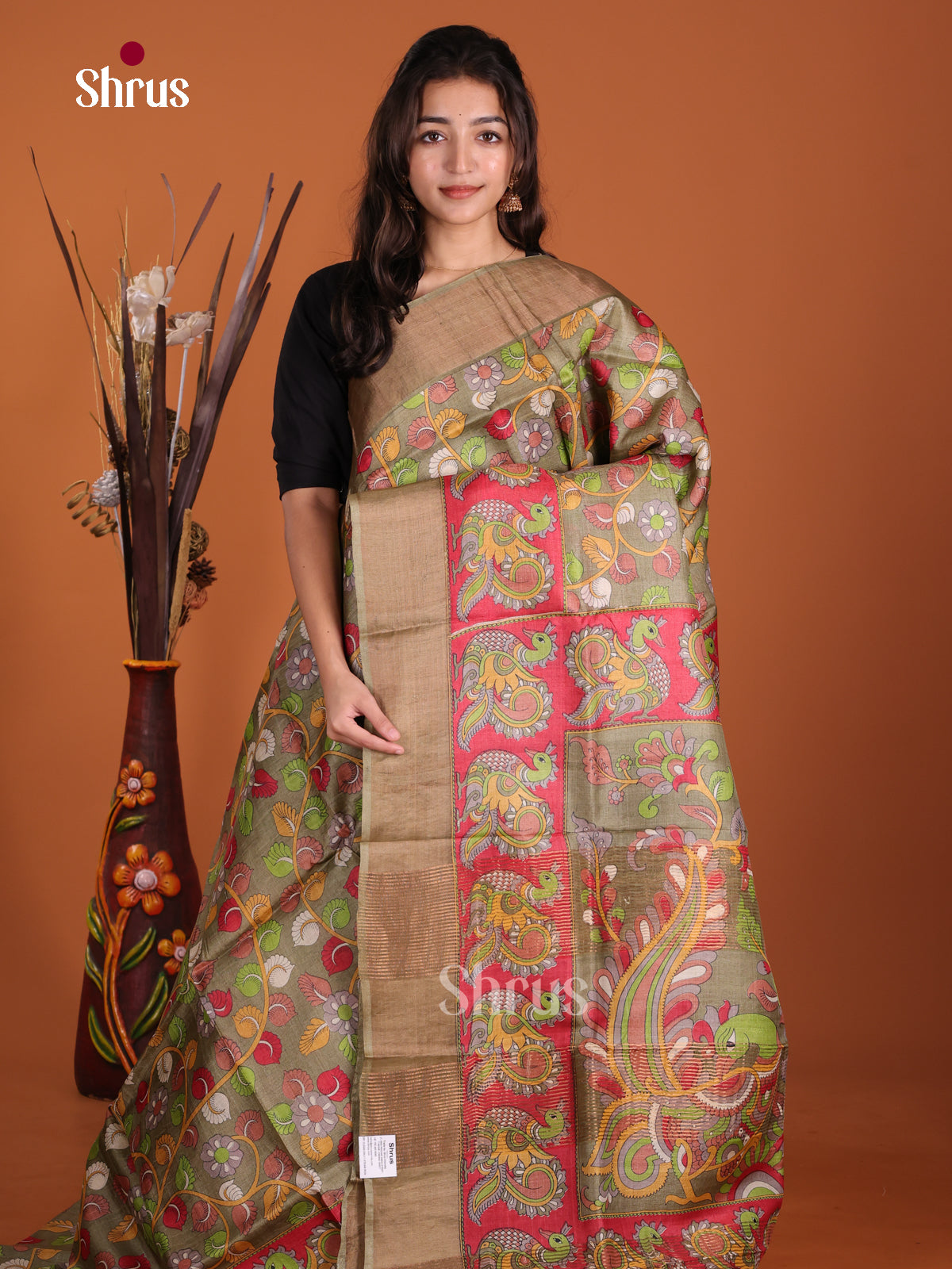 DKS15029 - Printed Tussar Saree