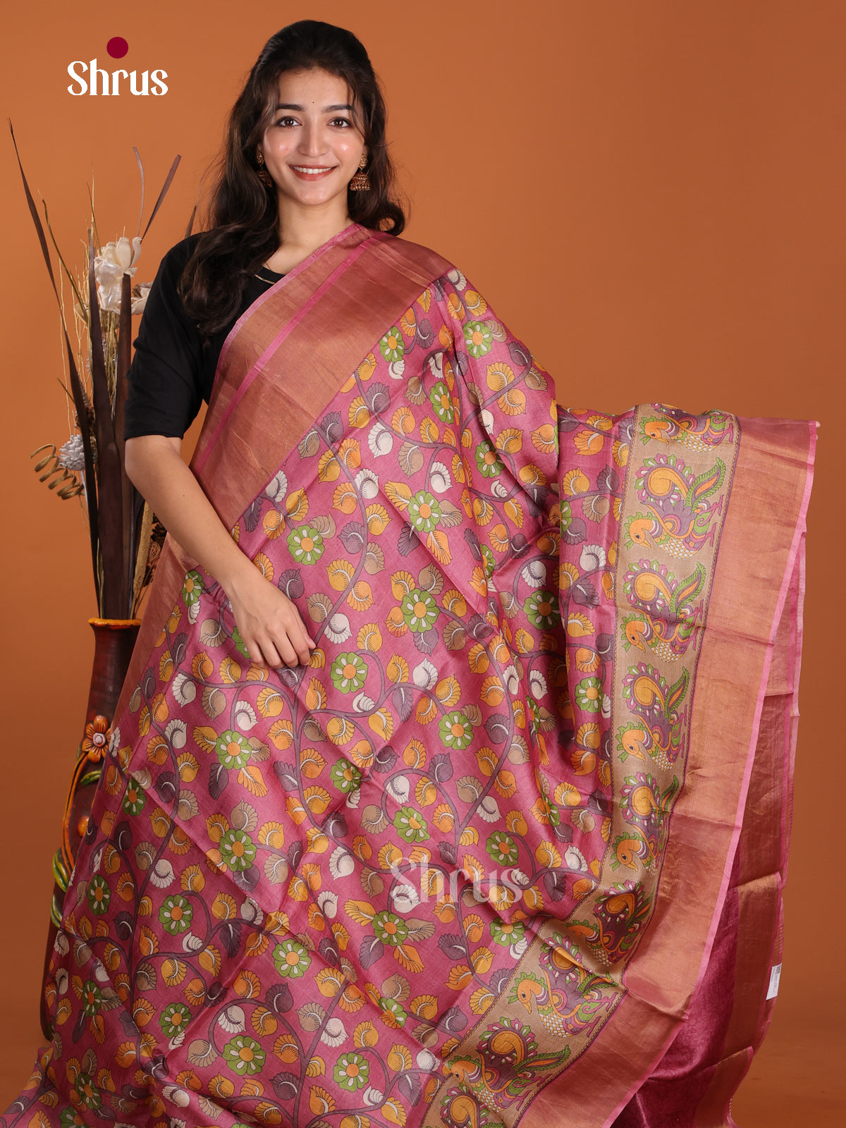 DKS15032 - Printed Tussar Saree - Shop on Shrus.com
