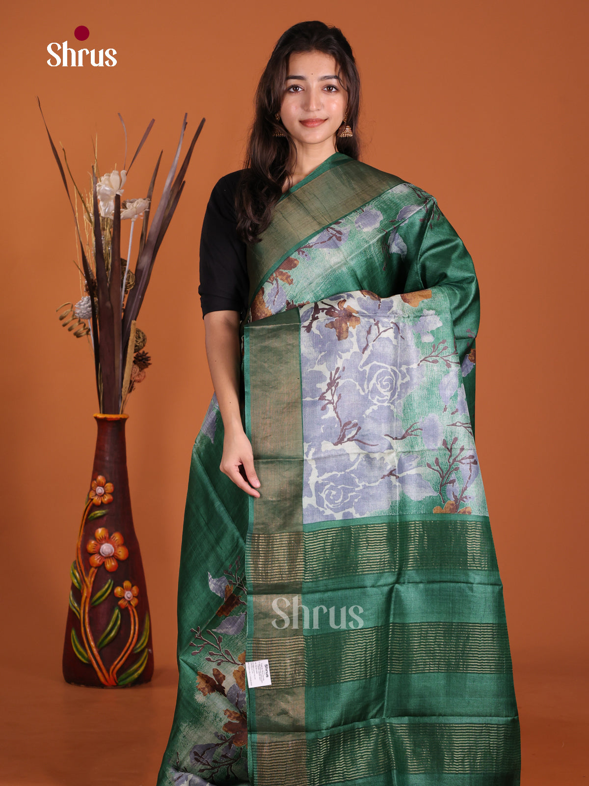 DKS15033 - Printed Tussar Saree