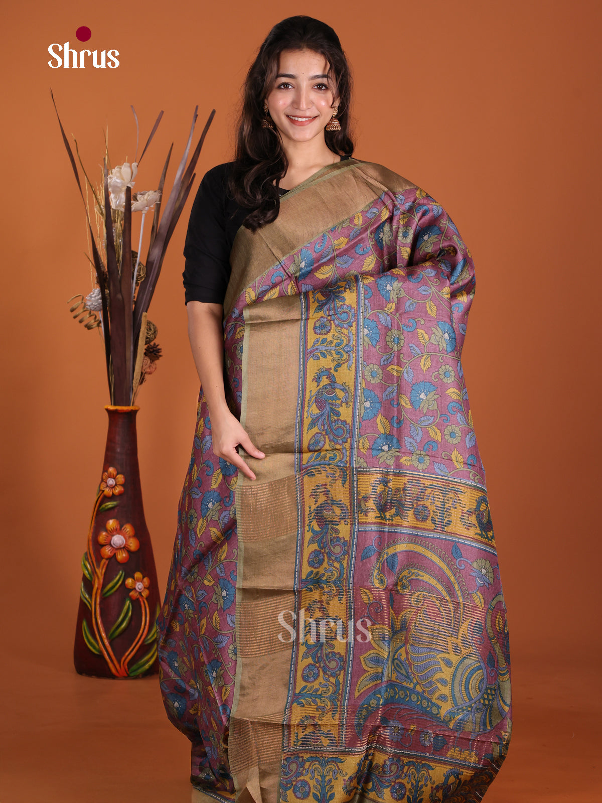 DKS15034 - Printed Tussar Saree