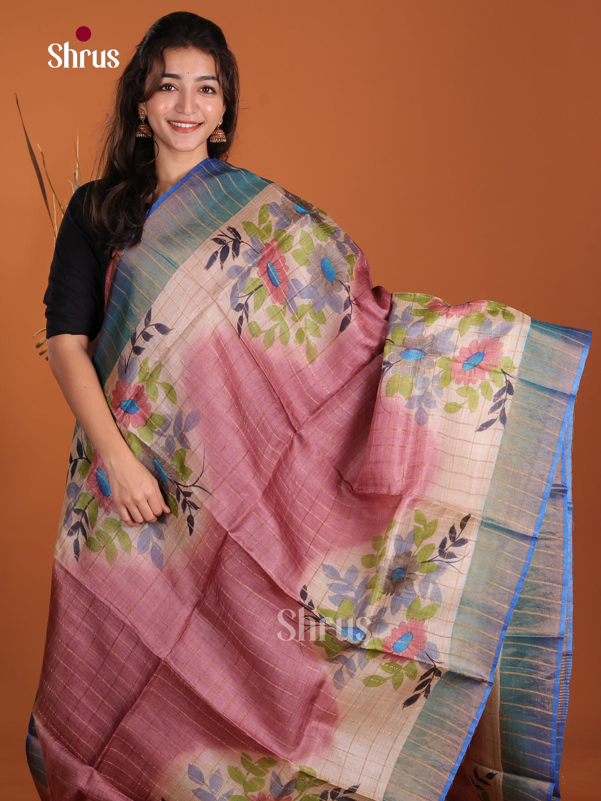 DKS15037 - Handpainted Tussar Saree - Shop on Shrus.com
