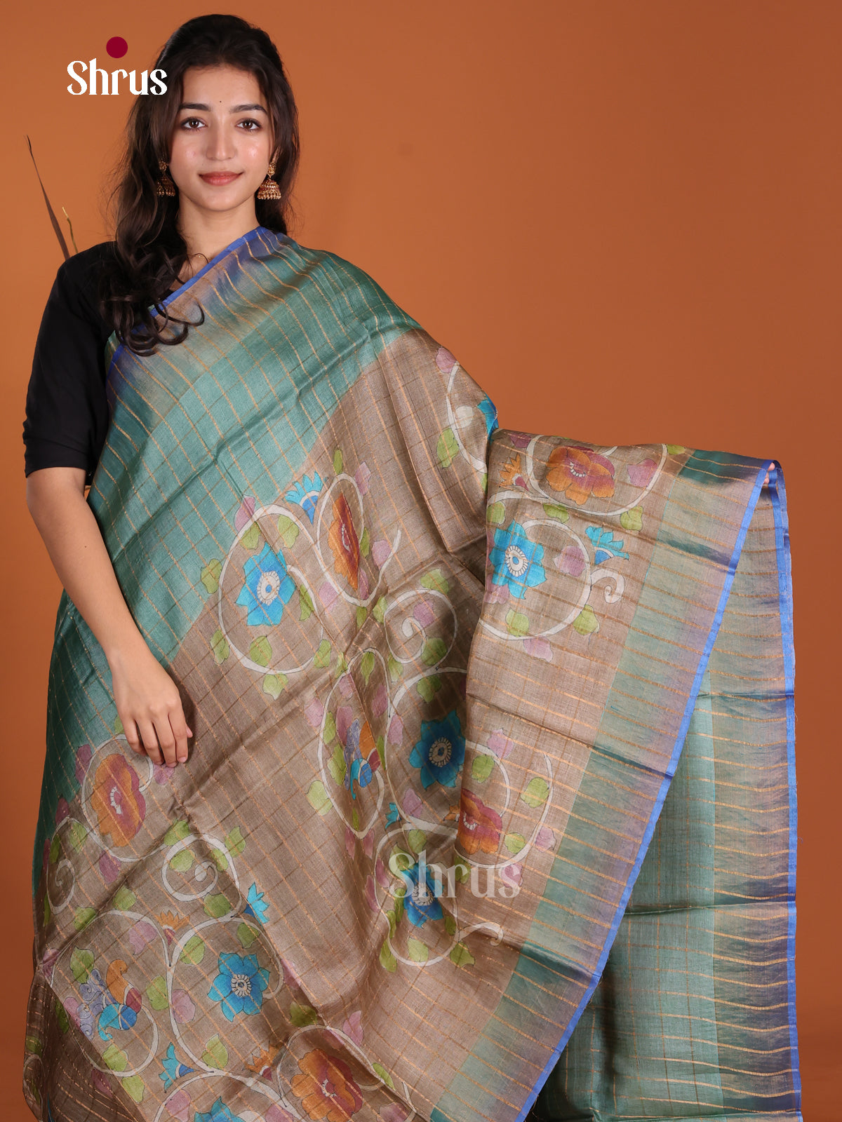 DKS15038 - Handpainted Tussar Saree