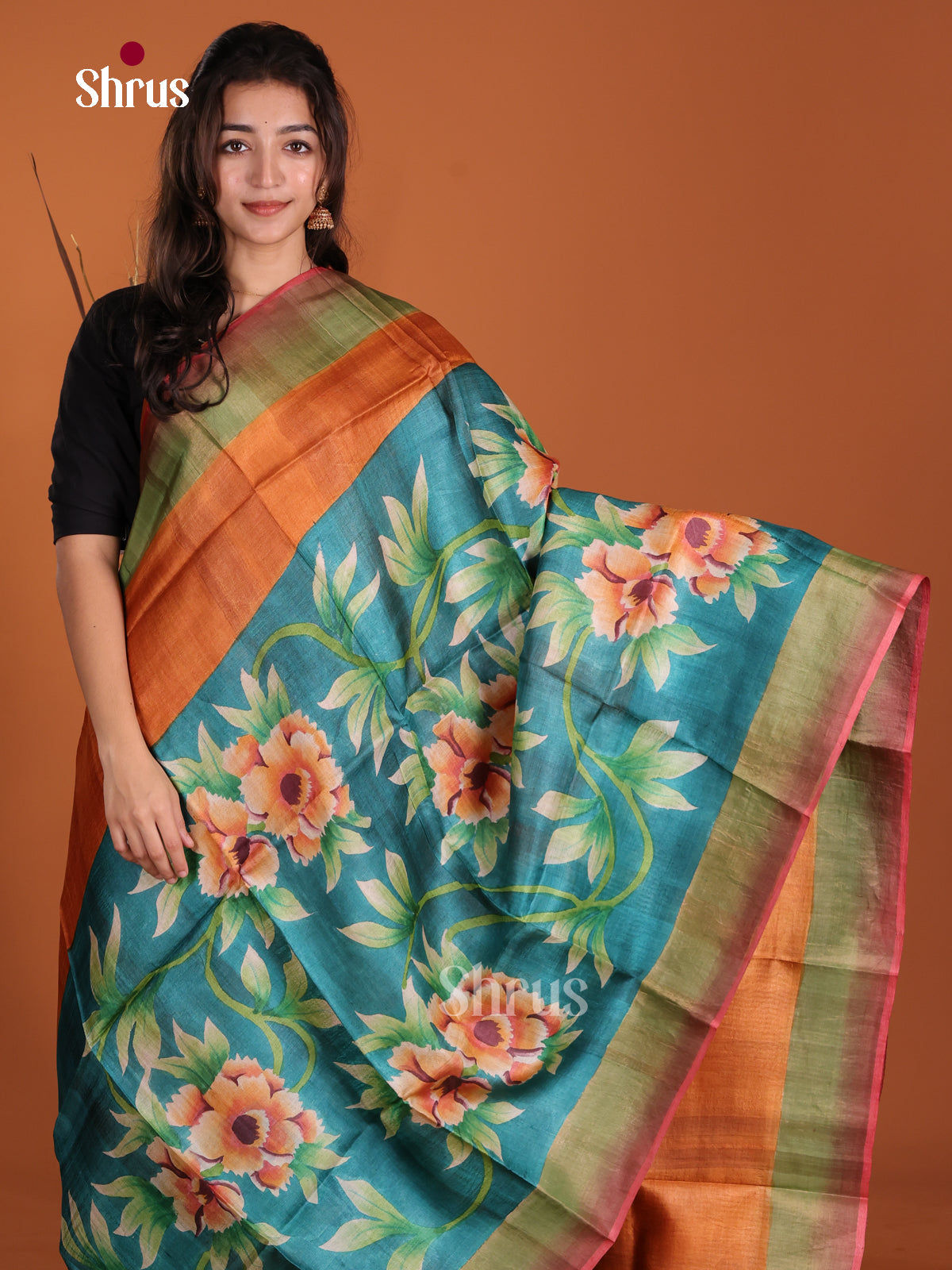 DKS15043 - Handpainted Tussar Saree