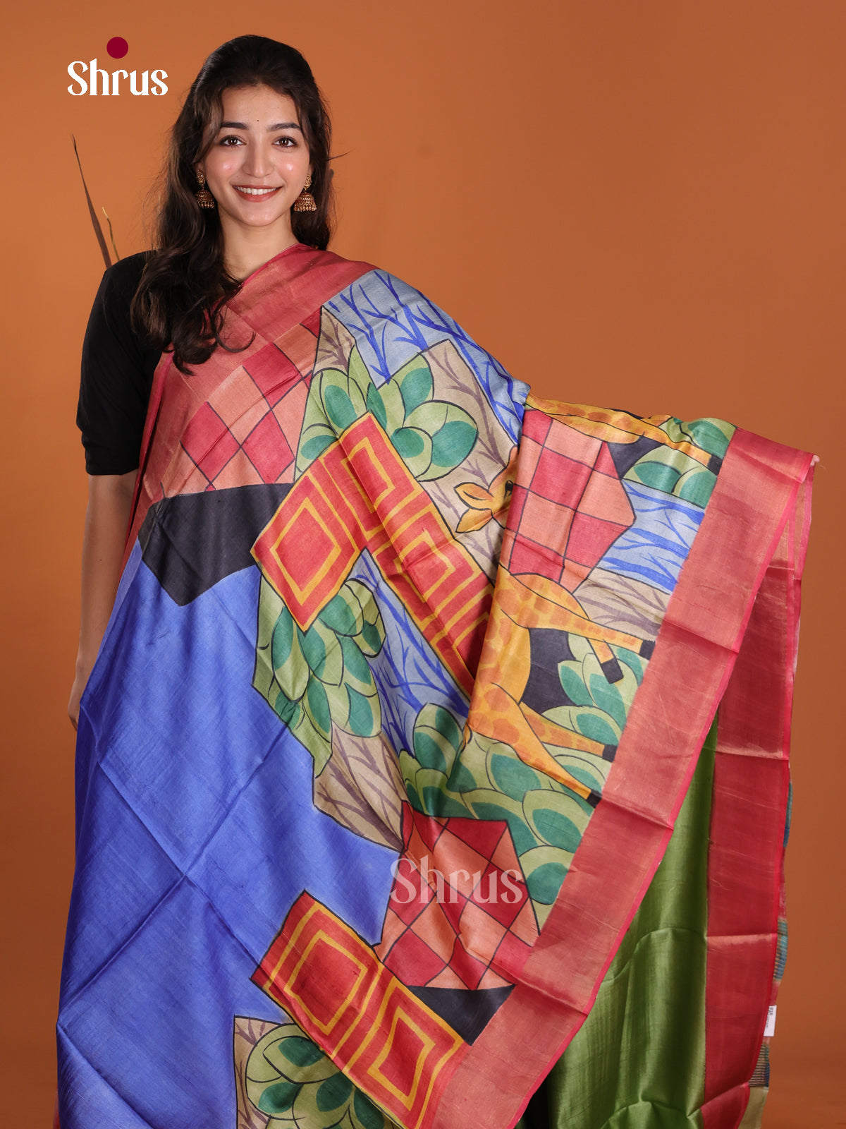 DKS15044 - Handpainted Tussar Saree - Shop on Shrus.com