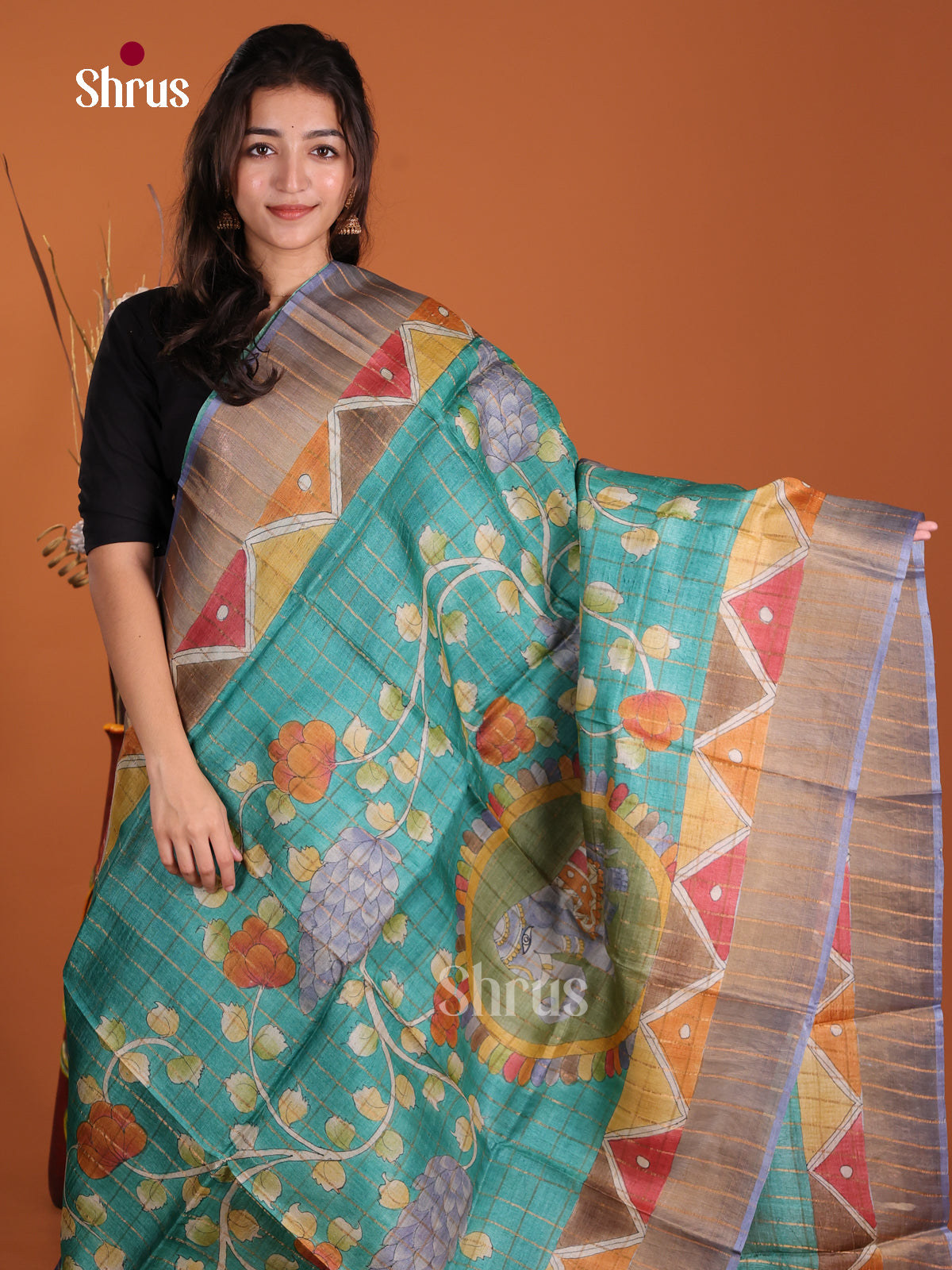 DKS15052 - Handpainted Tussar Saree