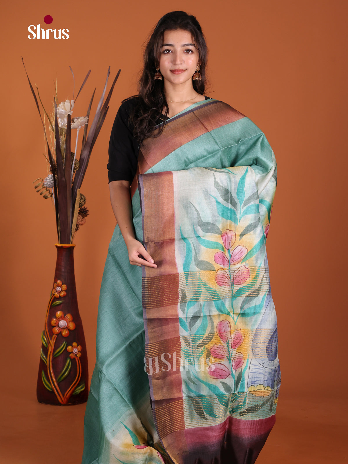 DKS15054 - Handpainted Tussar Saree