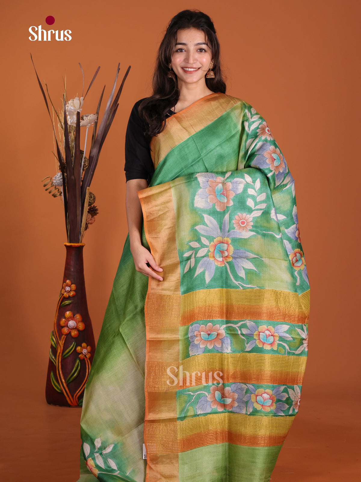DKS15058 - Handpainted Tussar Saree
