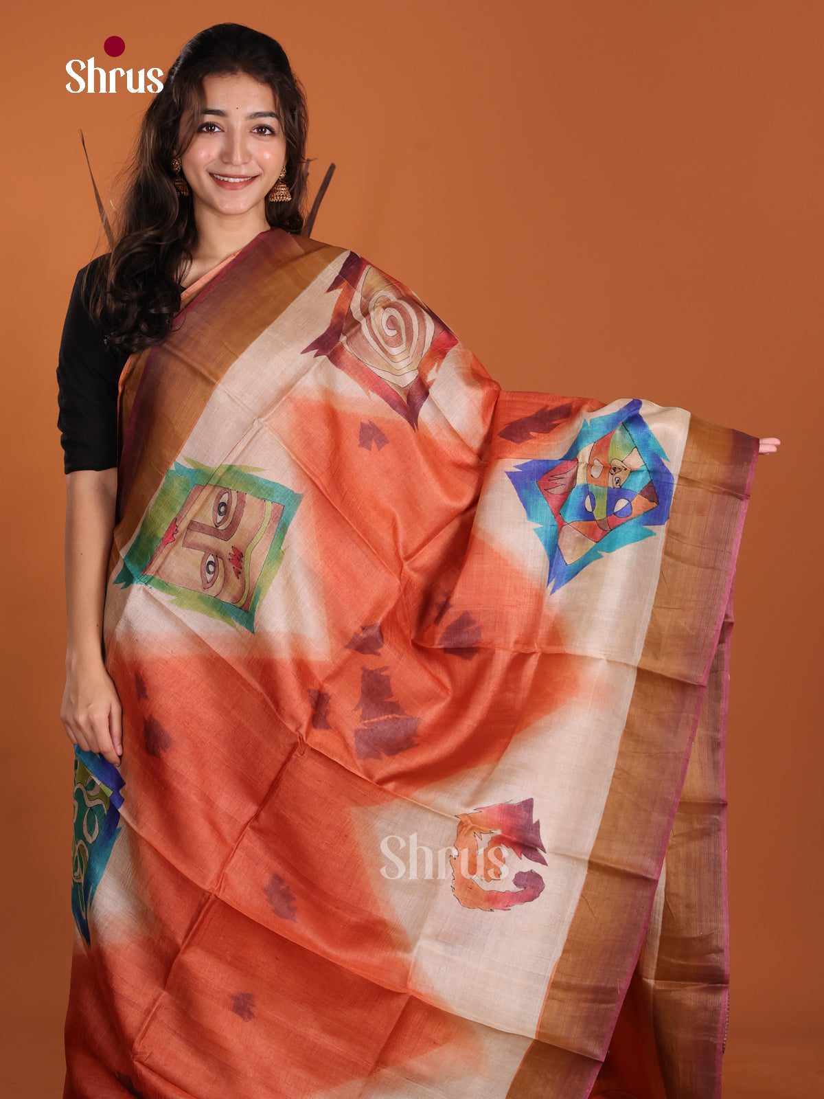 DKS15059 - Handpainted Tussar Saree