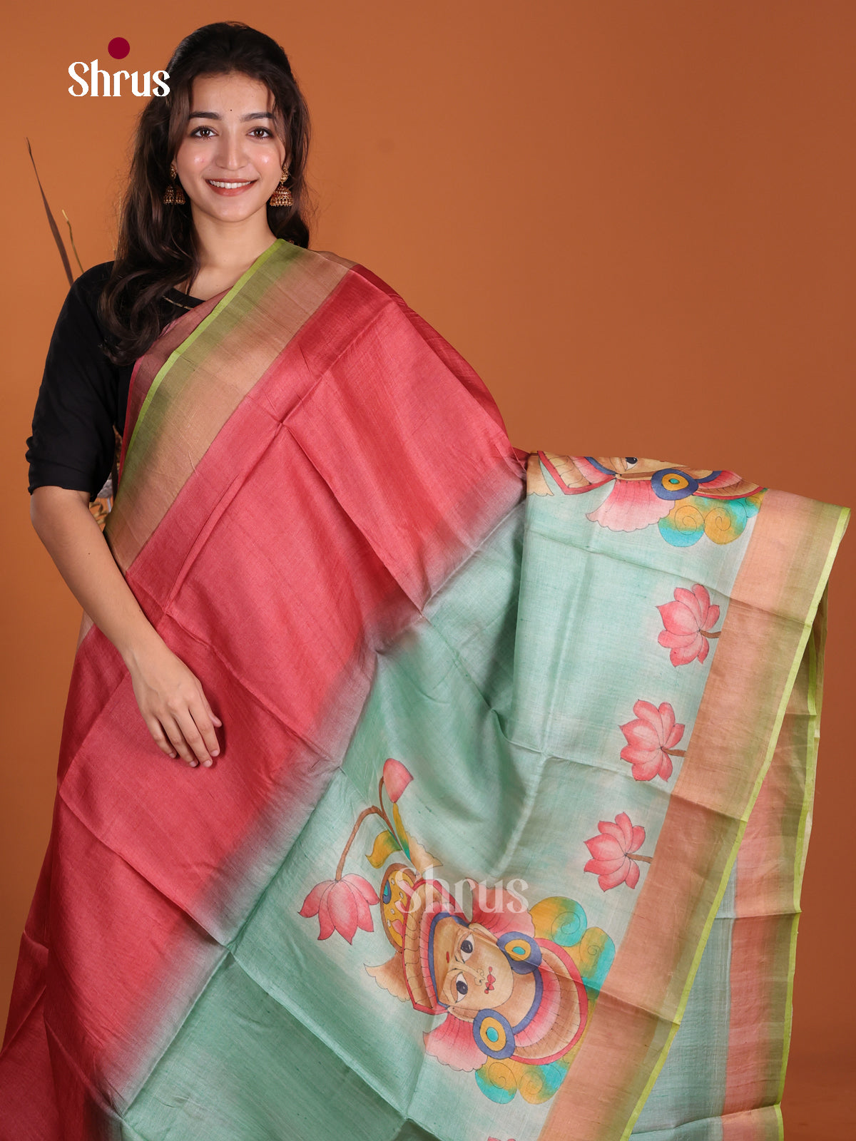 DKS15061 - Handpainted Tussar Saree