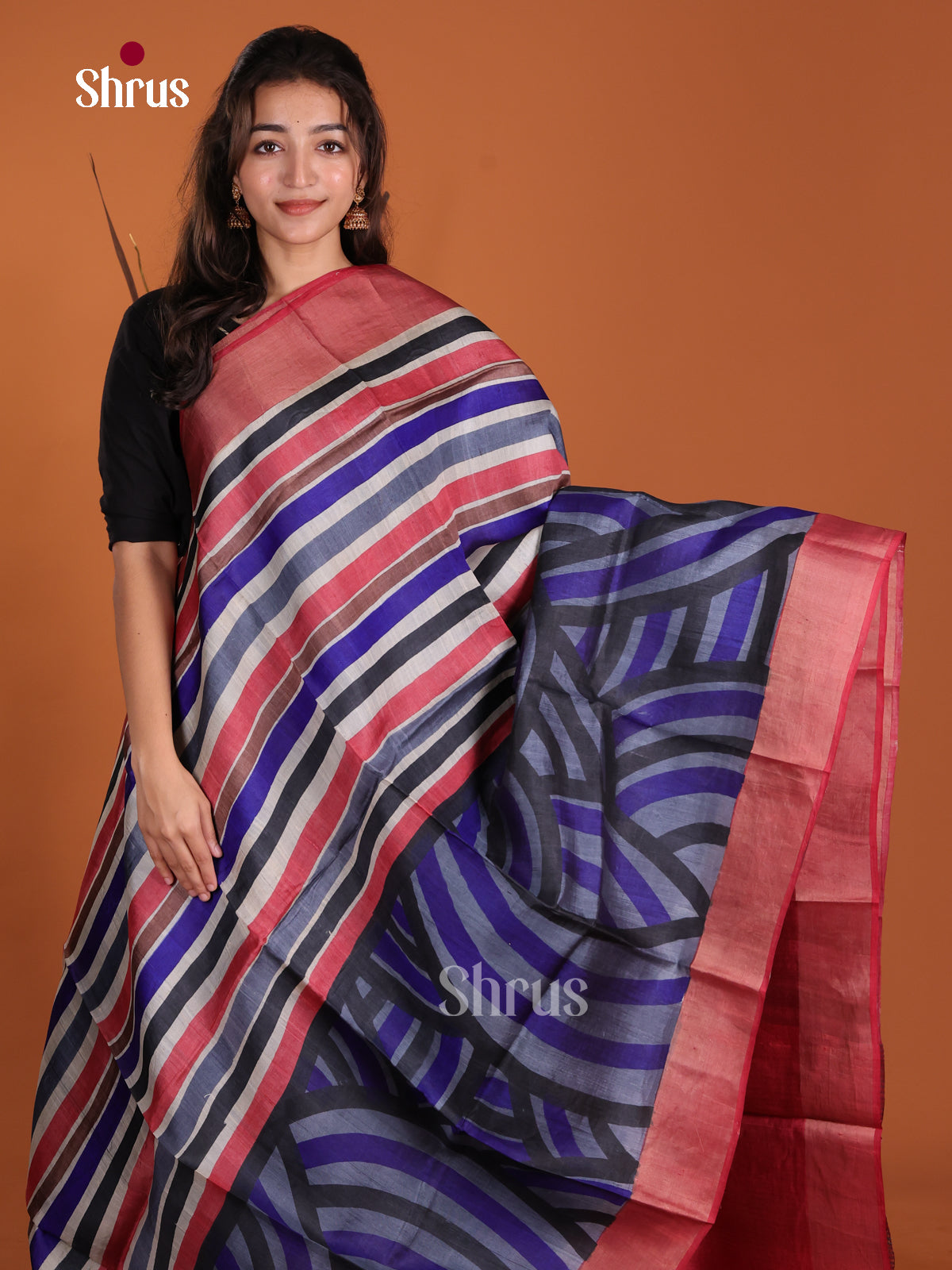 DKS15064 - Handpainted Tussar Saree - Shop on Shrus.com