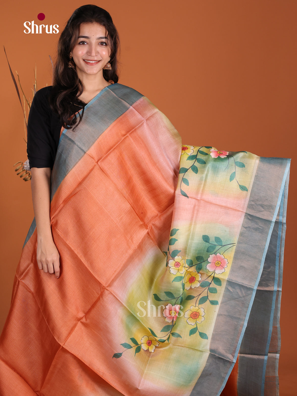 DKS15069 - Handpainted Tussar Saree