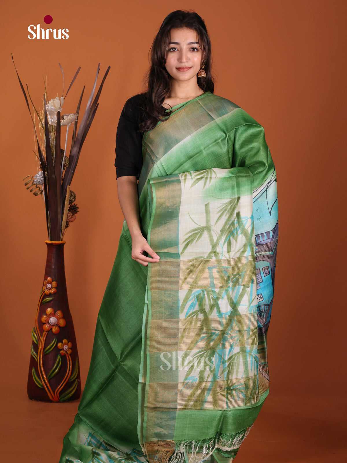 DKS15072 - Handpainted Tussar Saree