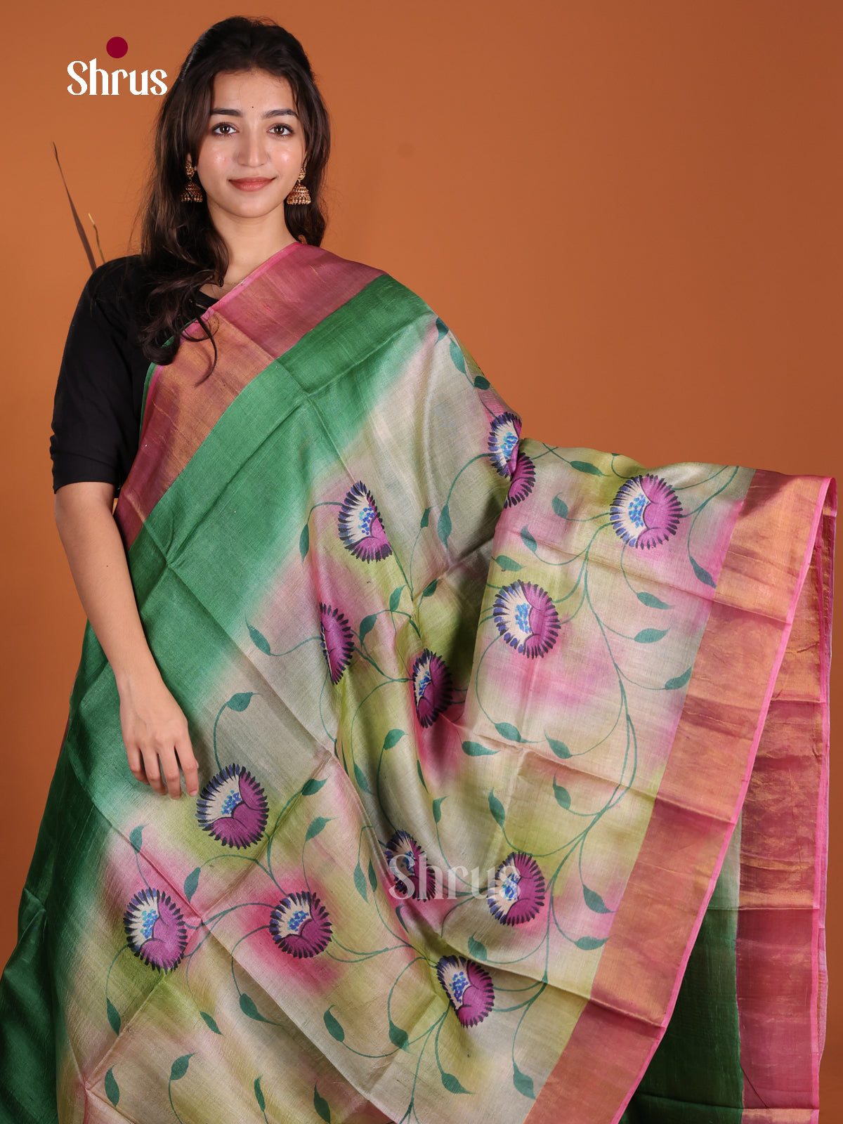 DKS15073 - Handpainted Tussar Saree