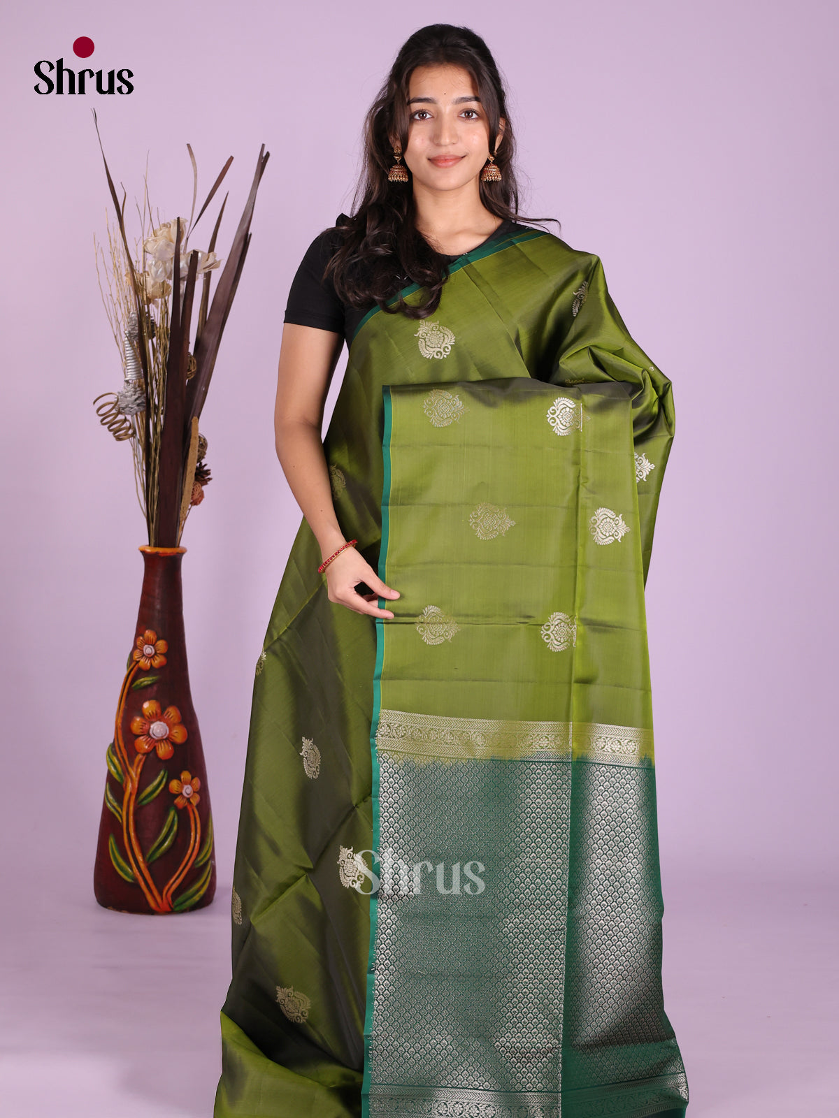 Light Green & Green - Softsilk-halfpure Saree