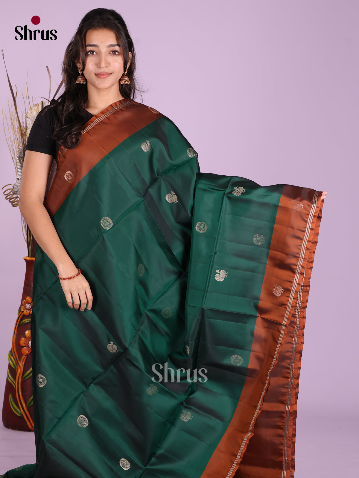 Green & Rust - Softsilk-halfpure Saree