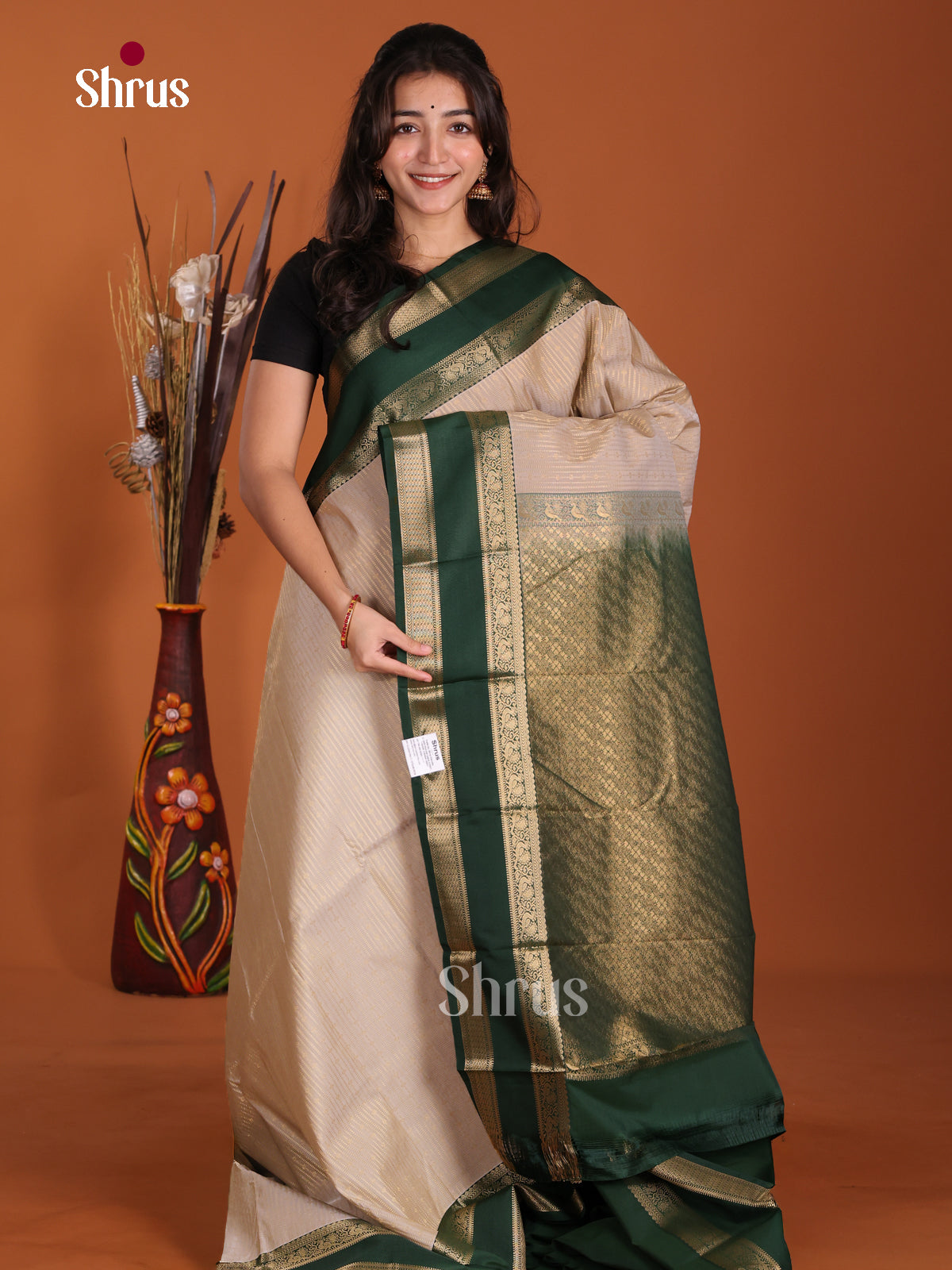 DKS17349 - Semi Kanchipuram Saree - Shop on Shrus.com