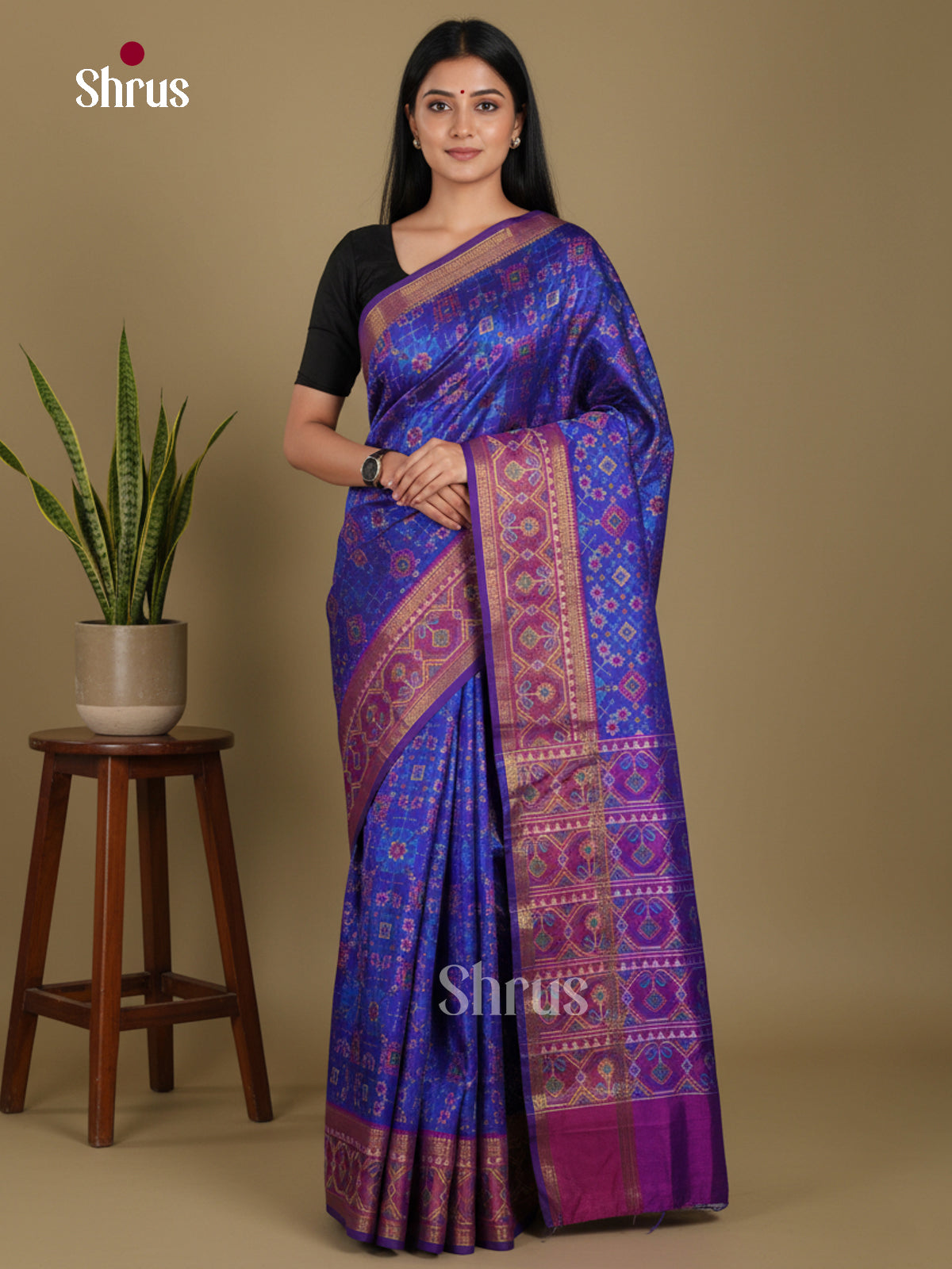 Blue & Purple- Semi Patola Saree