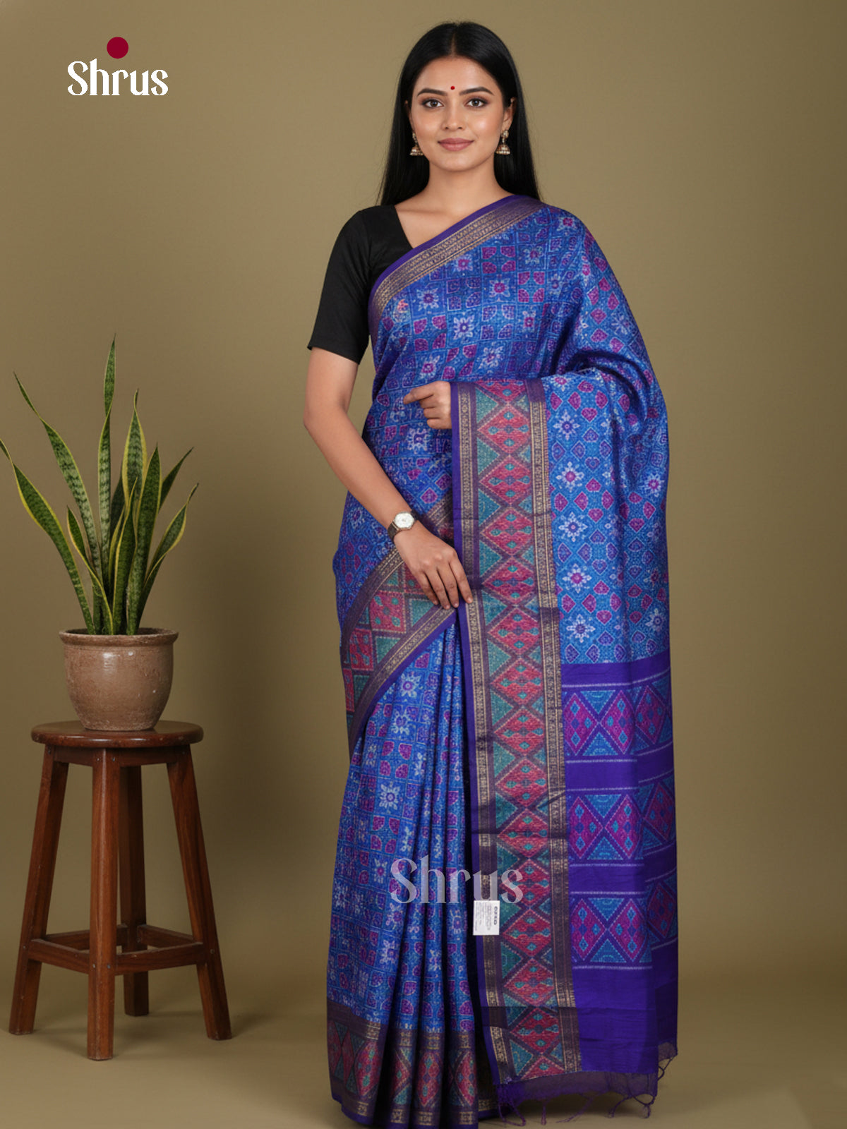 Blue - Semi Patola Saree