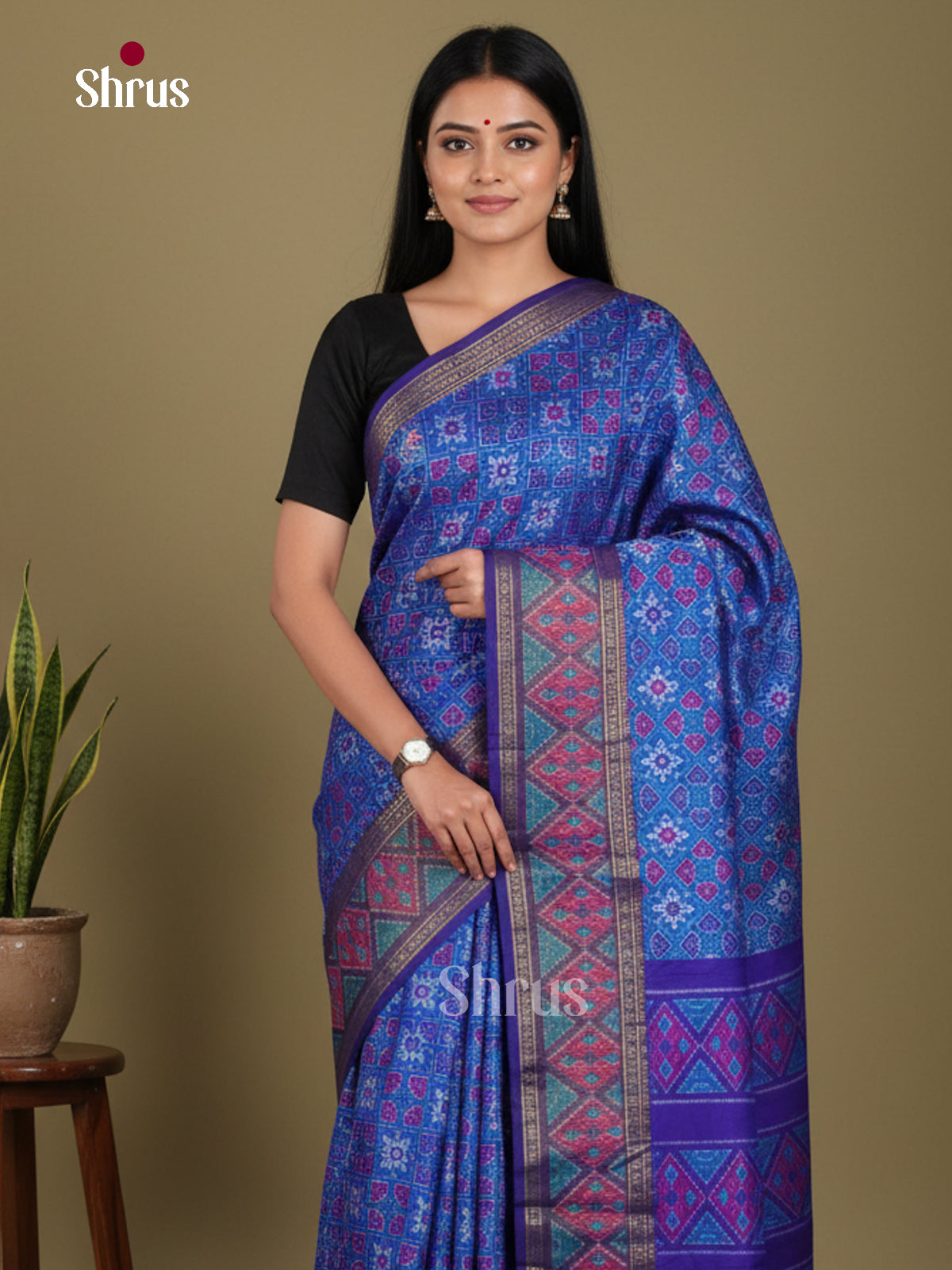 Blue - Semi Patola Saree