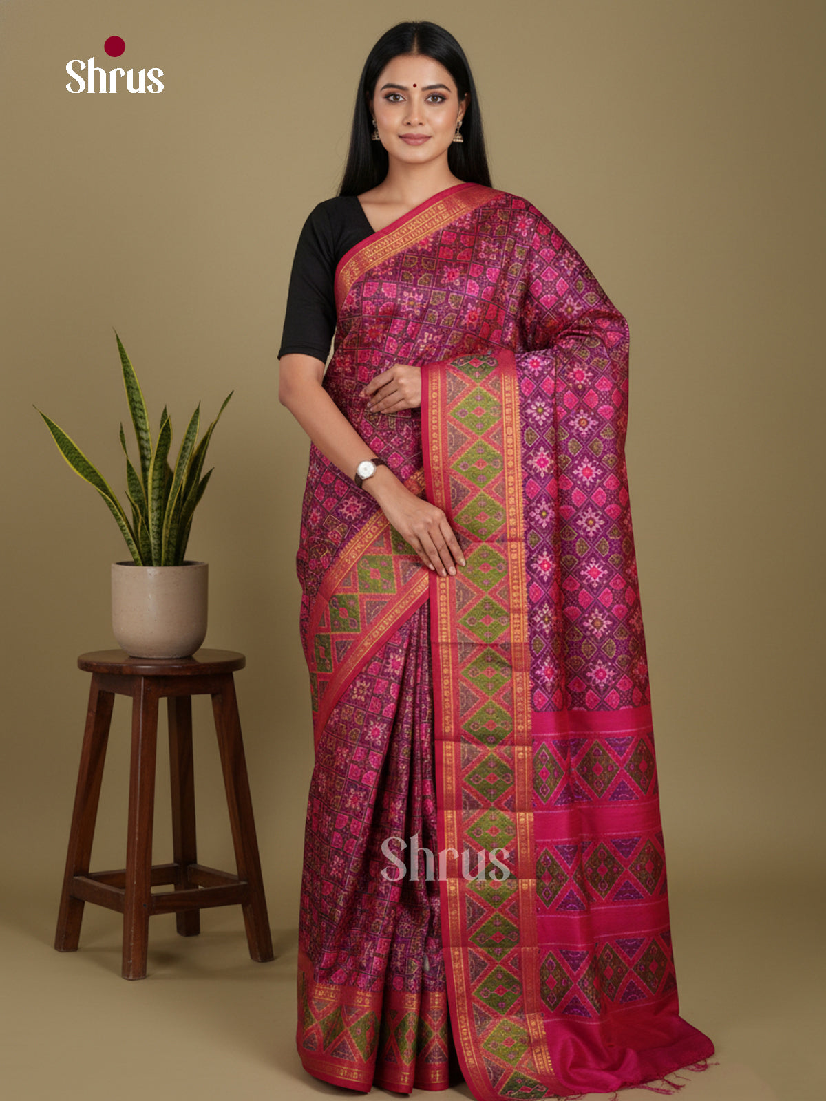 Purple & Pink - Semi Patola Saree