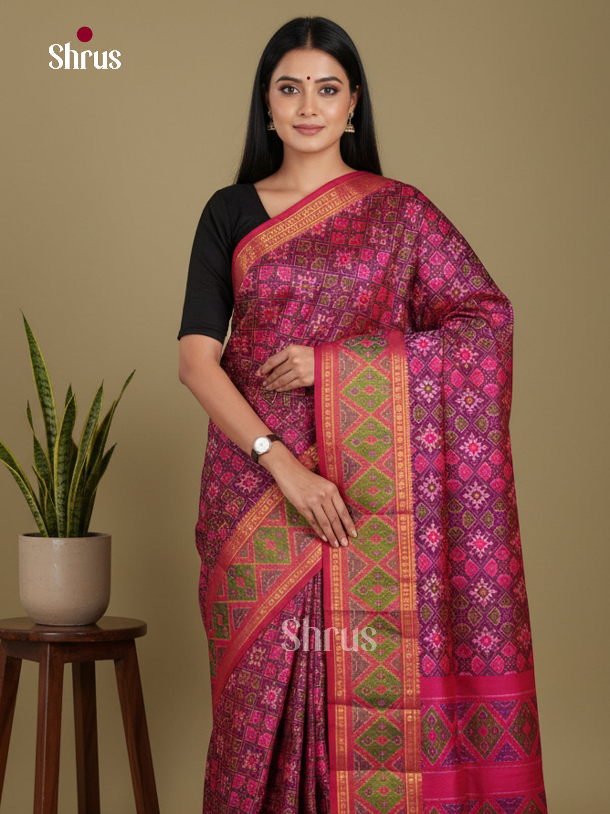 Purple & Pink - Semi Patola Saree