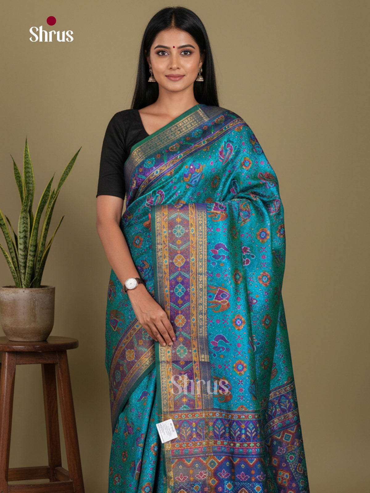 Teal & Blue - Semi Patola Saree