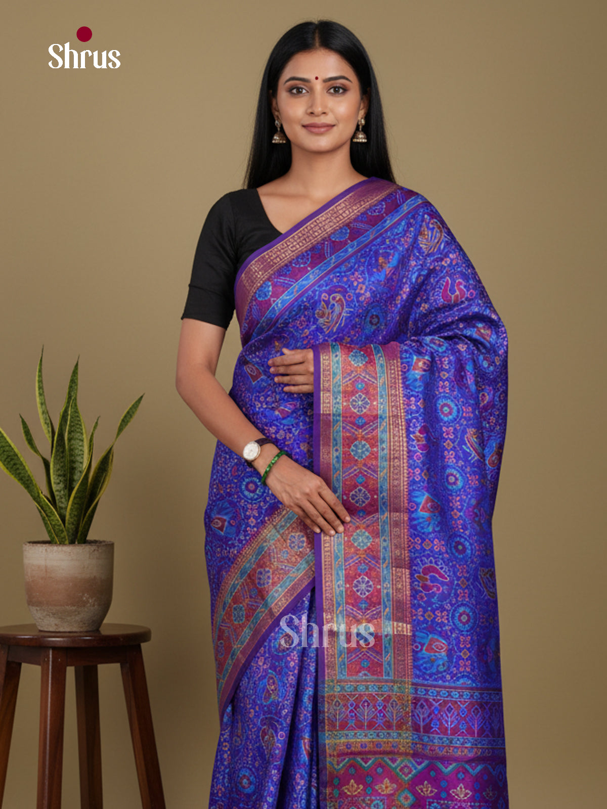 Blue & Purple - Semi Patola Saree