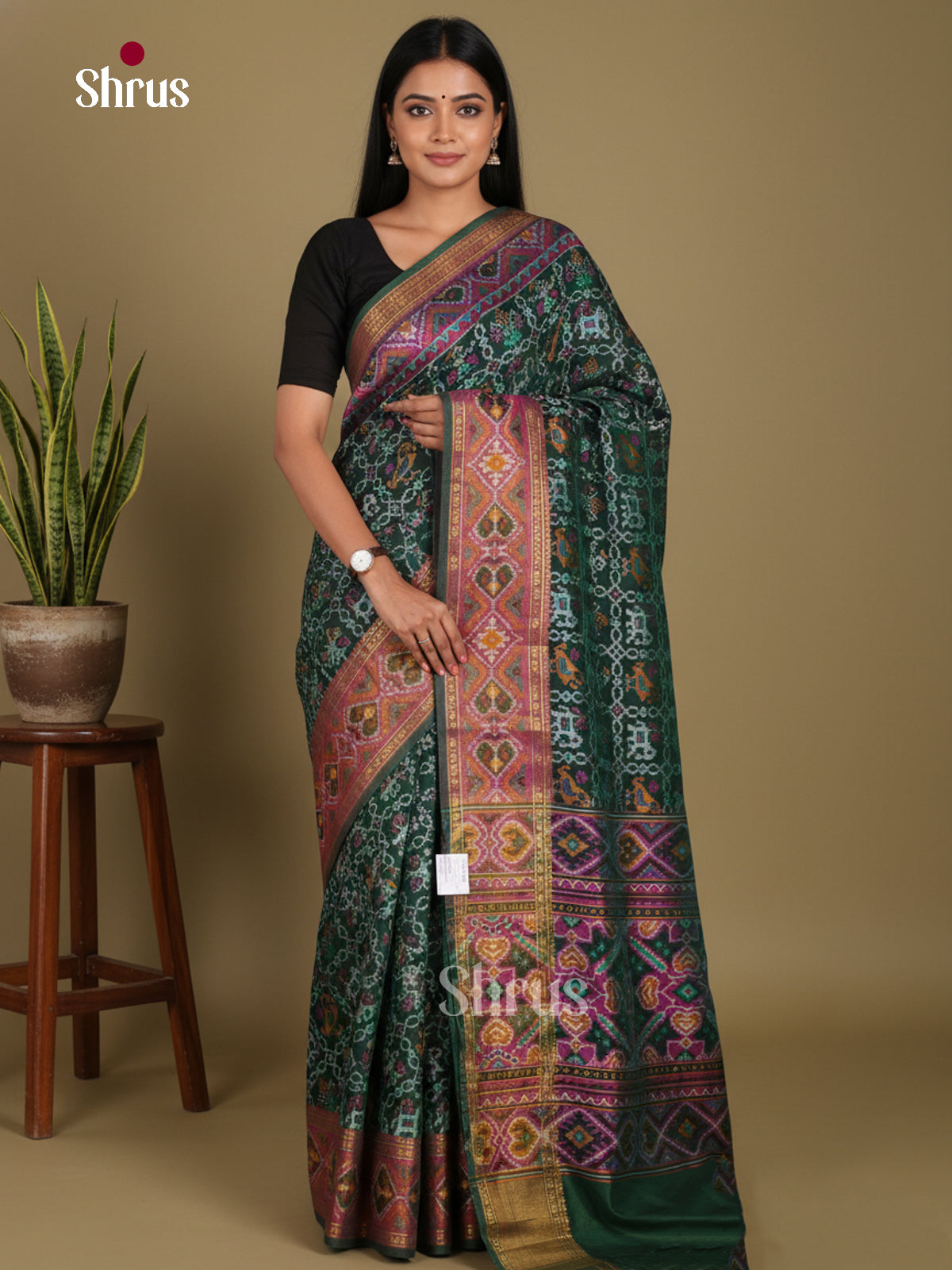 Green & Purple - Semi Patola Saree
