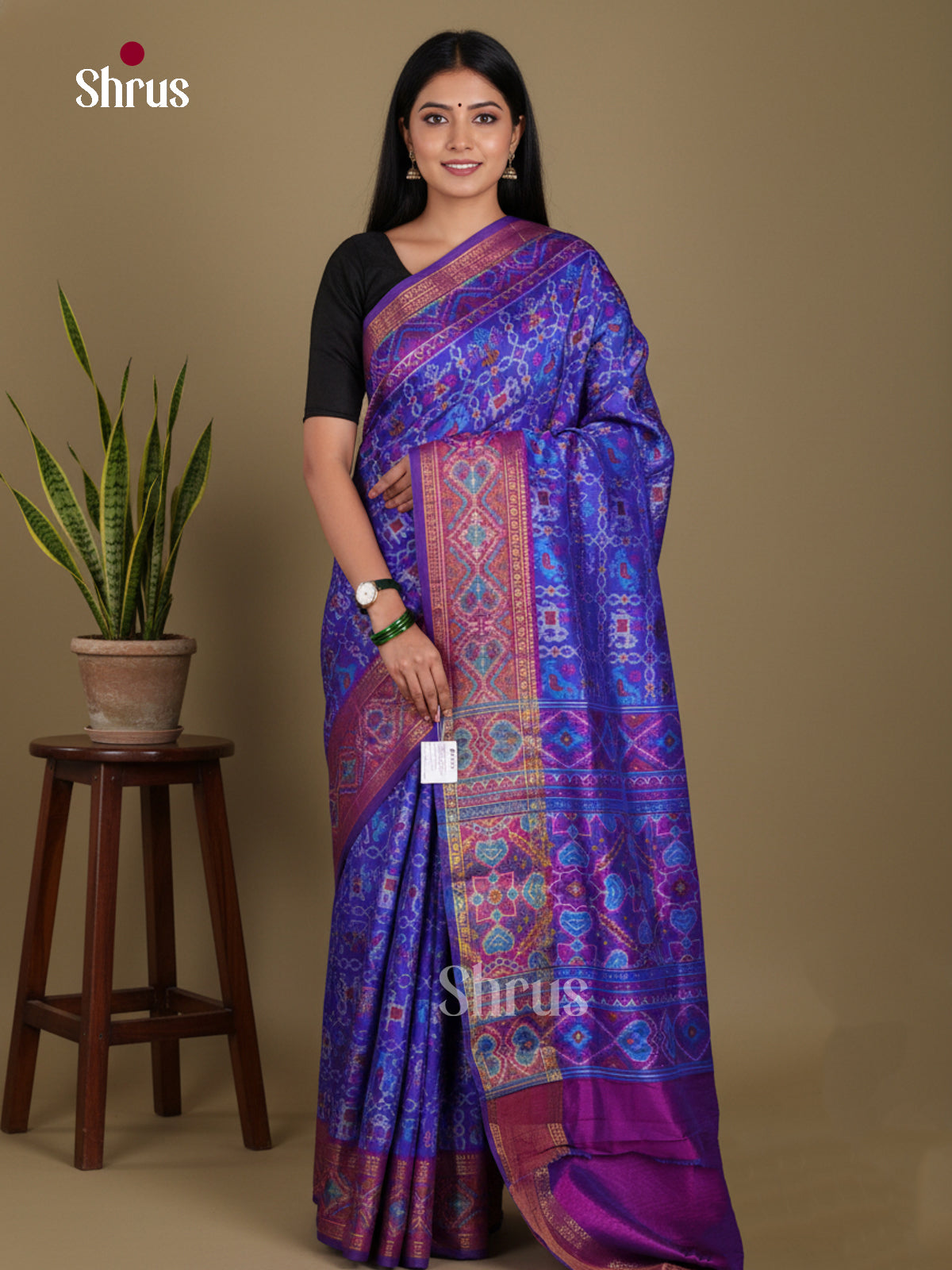 Blue & Purple- Semi Patola Saree