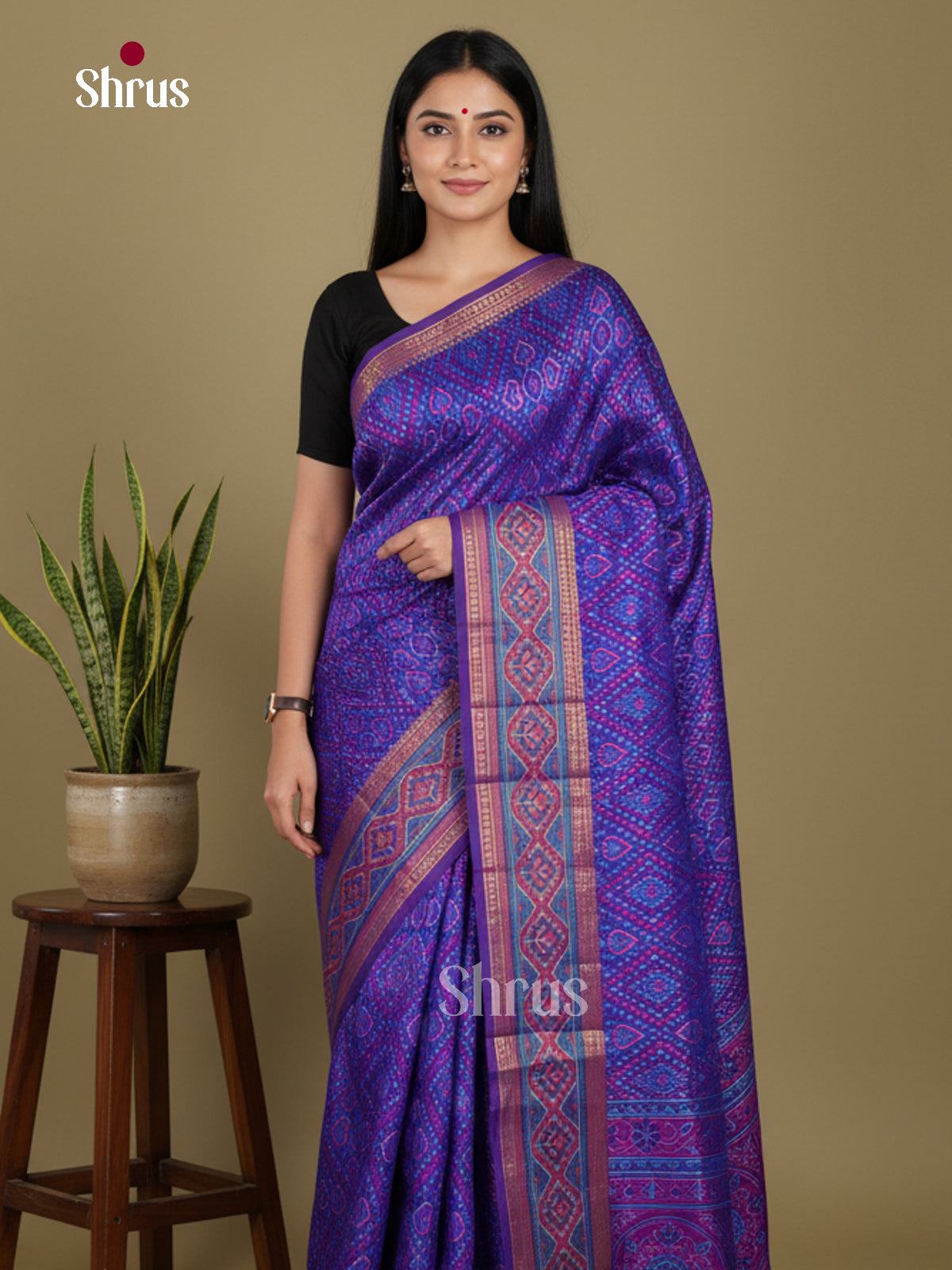 Blue & Purple - Semi Patola Saree