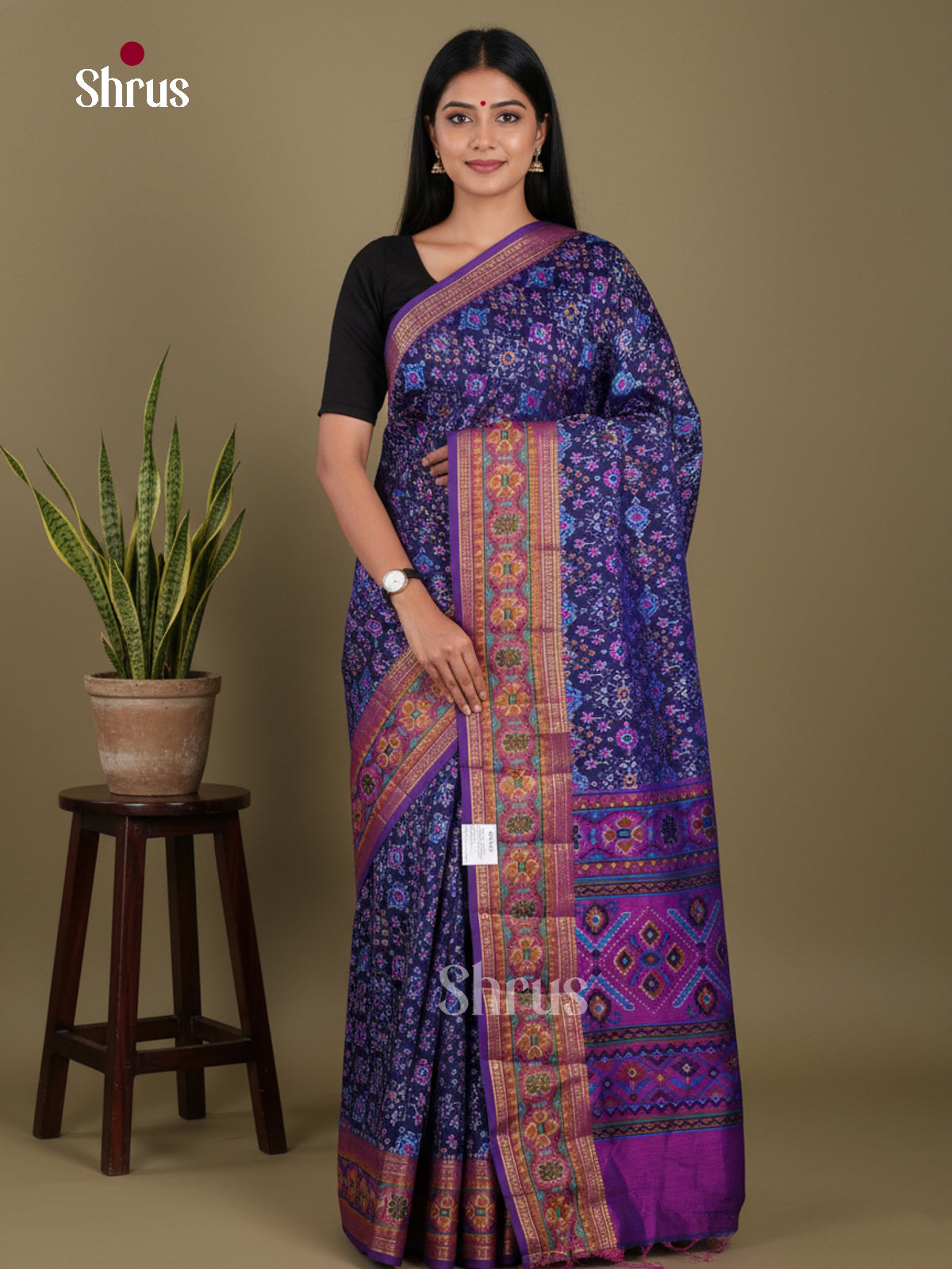 Blue & Purple - Semi Patola Saree