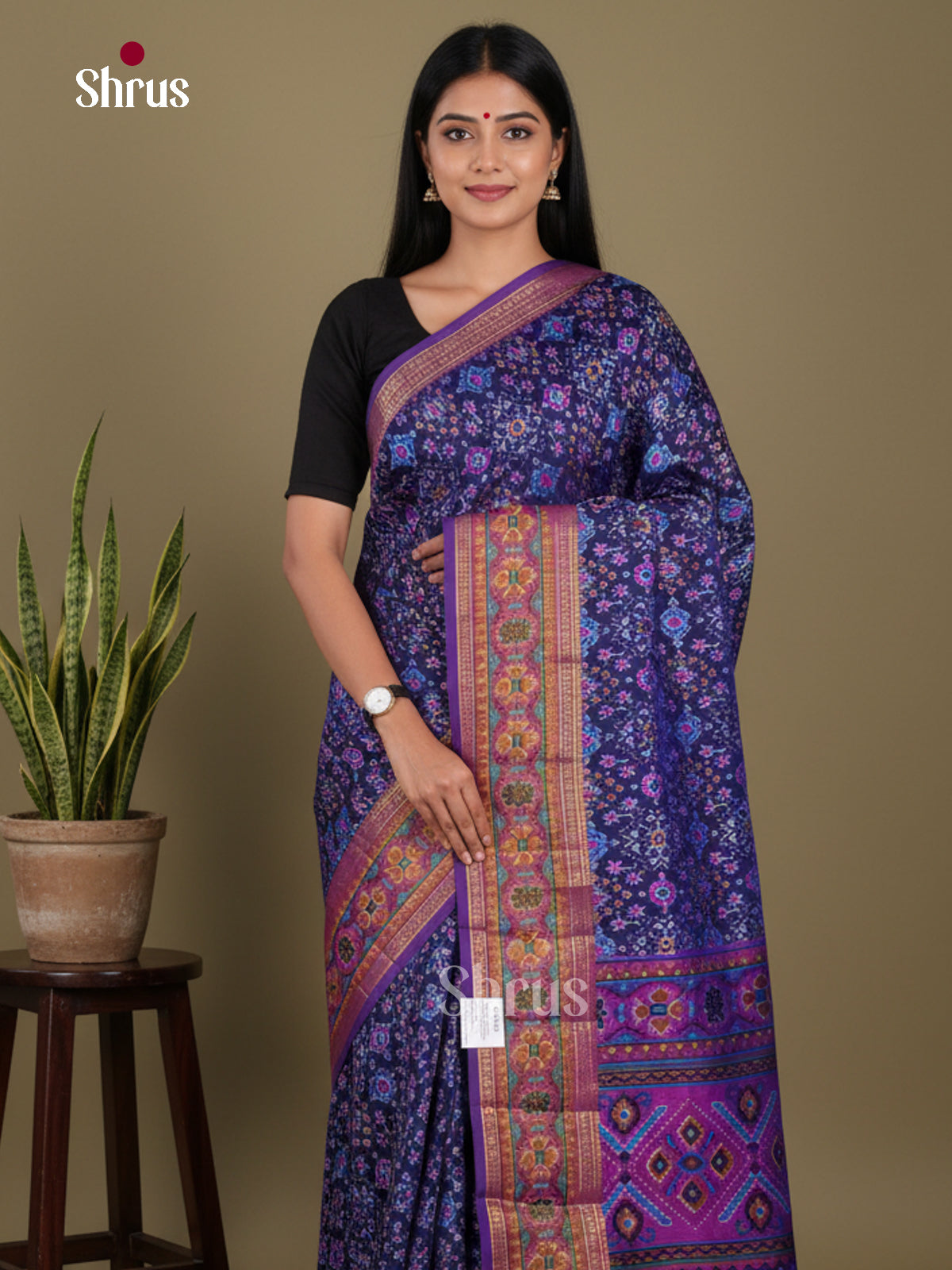 Blue & Purple - Semi Patola Saree