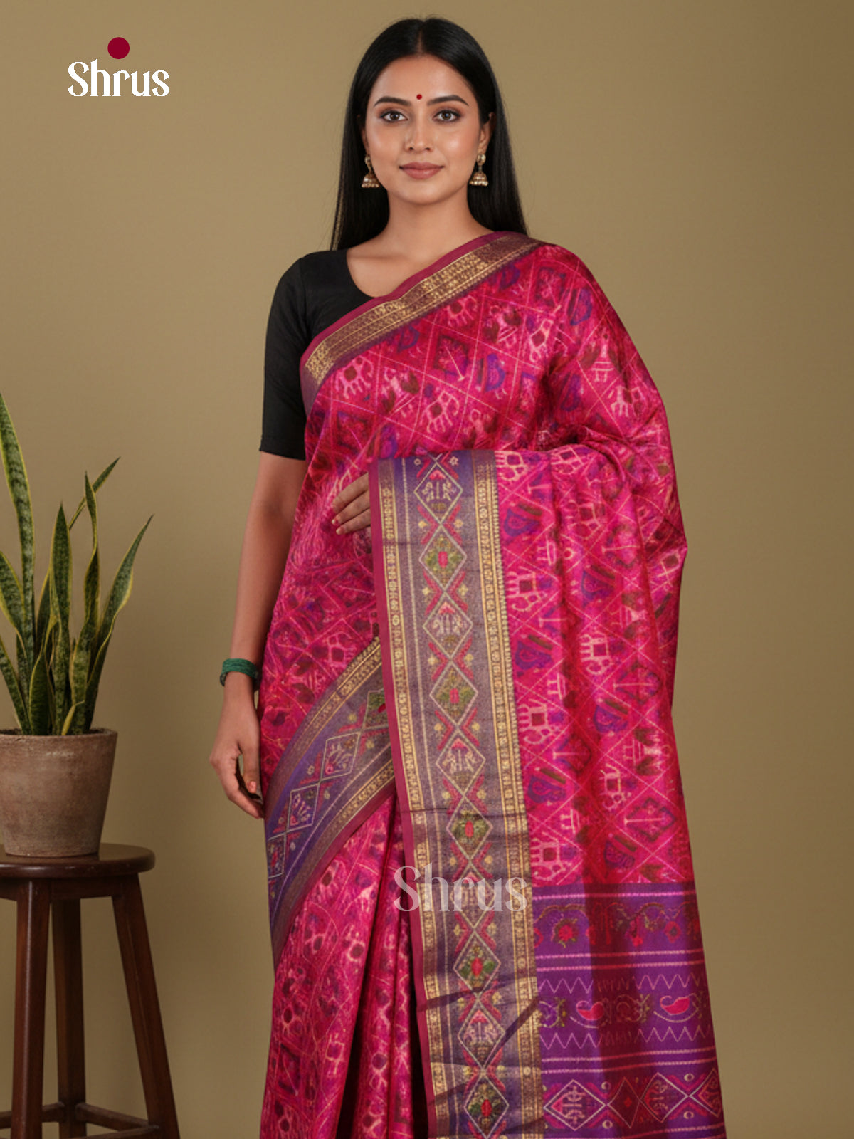Pink & Purple- Semi Patola Saree