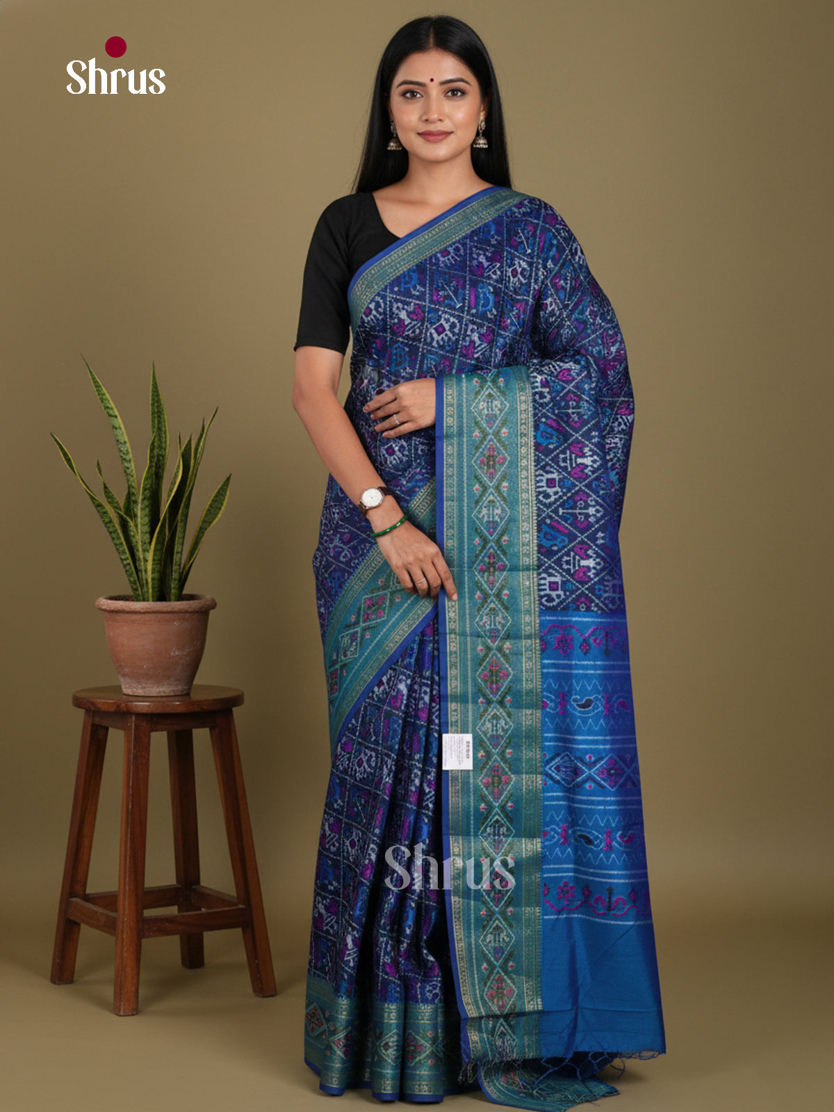 Blue - Semi Patola Saree