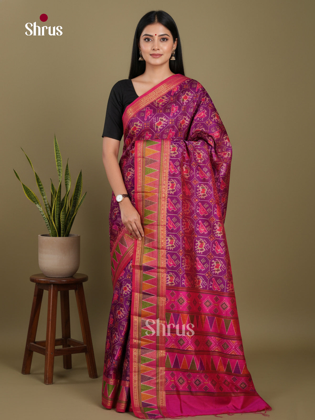 Purple & Pink - Semi Patola Saree