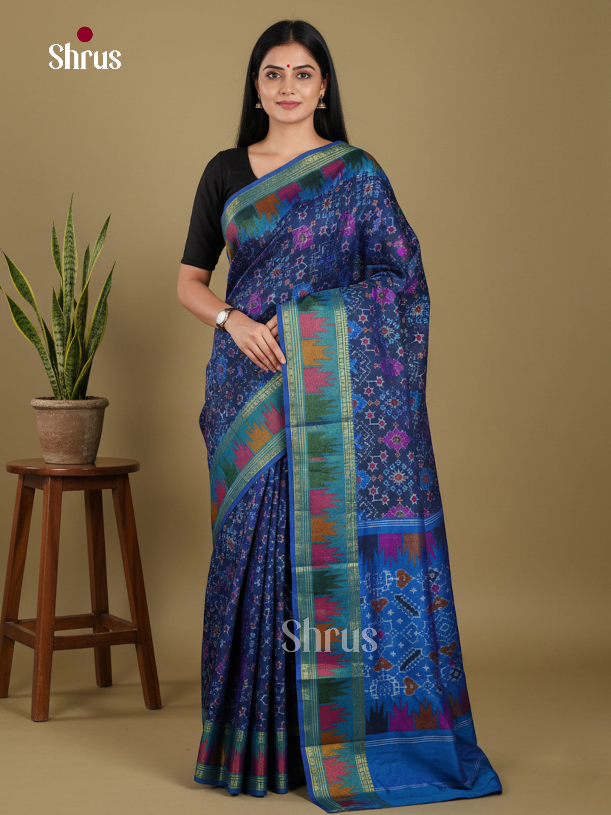 Blue - Semi Patola Saree