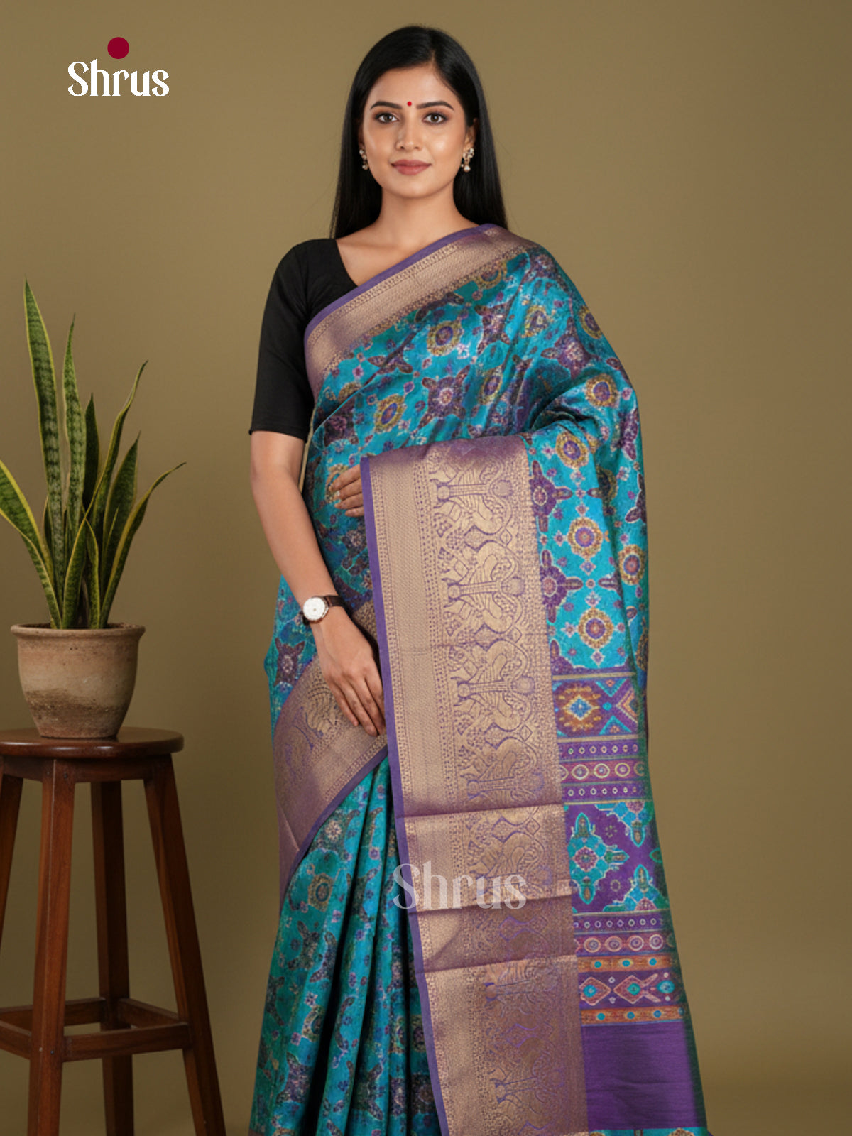 Blue & Purple - Semi Patola Saree