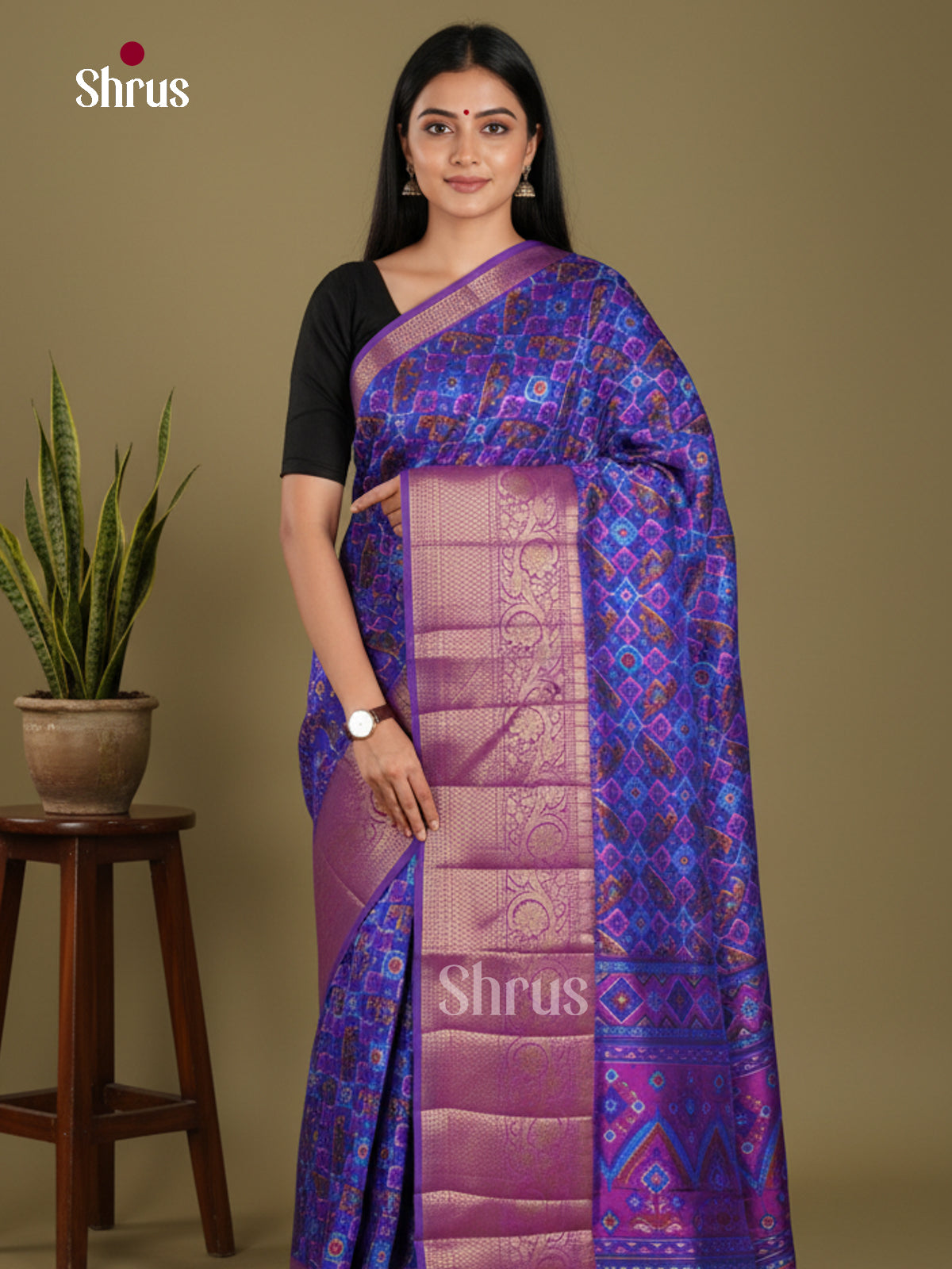 Blue & Purple - Semi Patola Saree