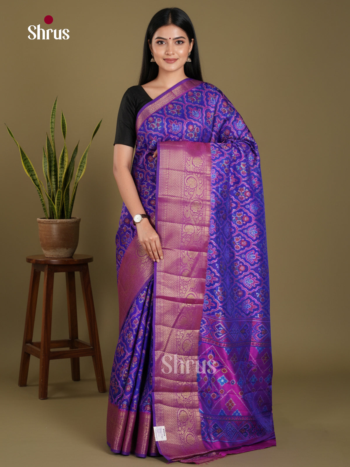 Blue & Purple - Semi Patola Saree