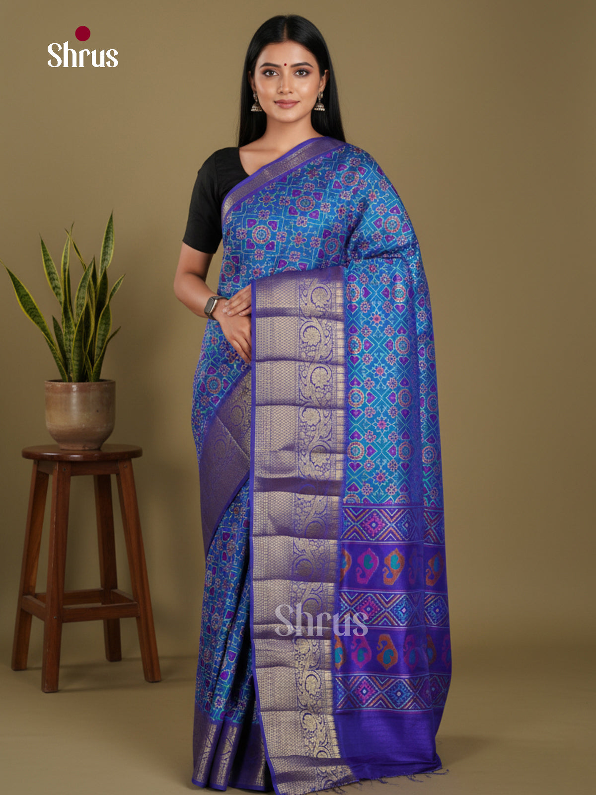 Blue- Semi Patola Saree